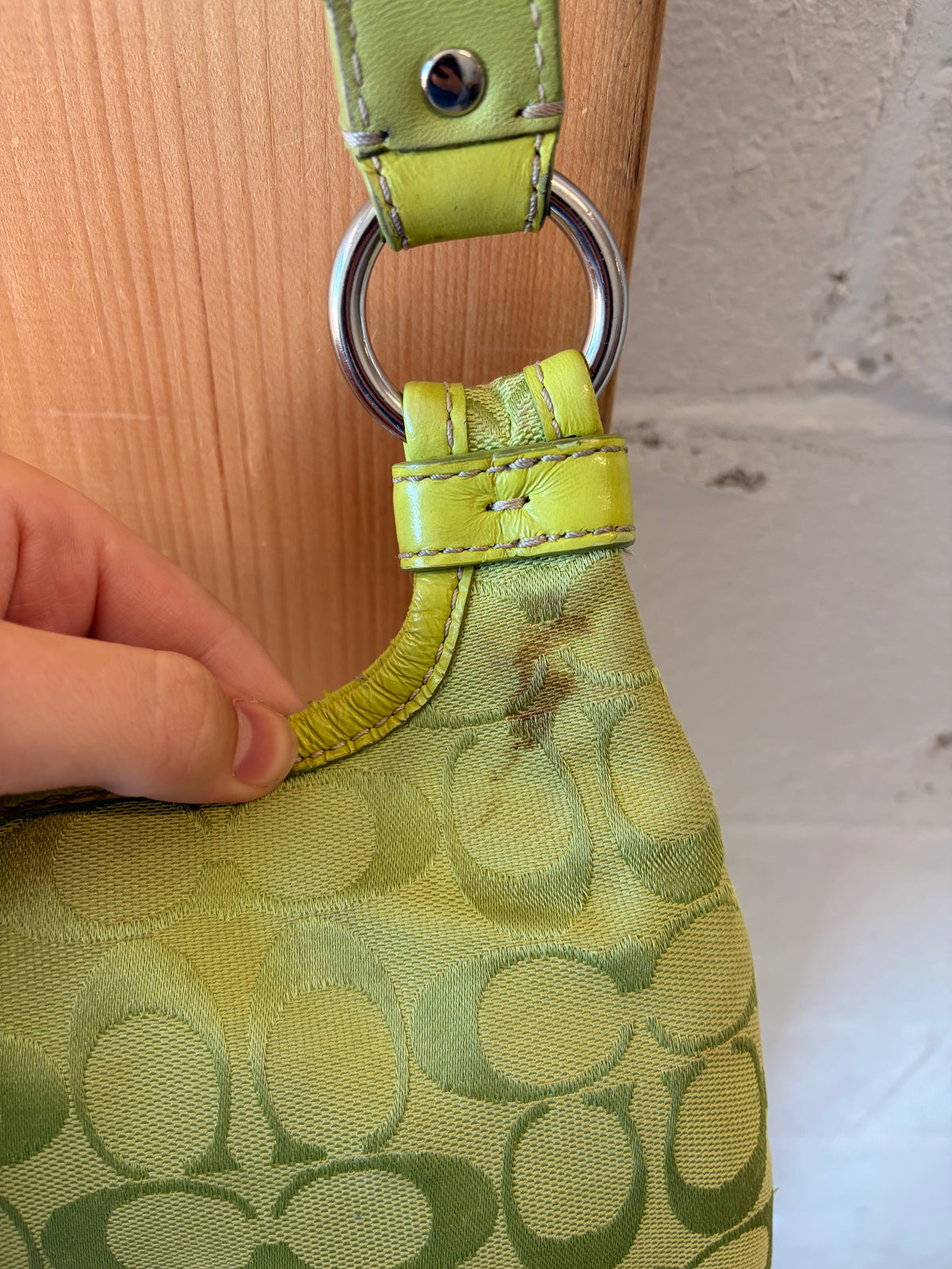Coach Signature Green Canvas Crossbody & Scarf (As Is)