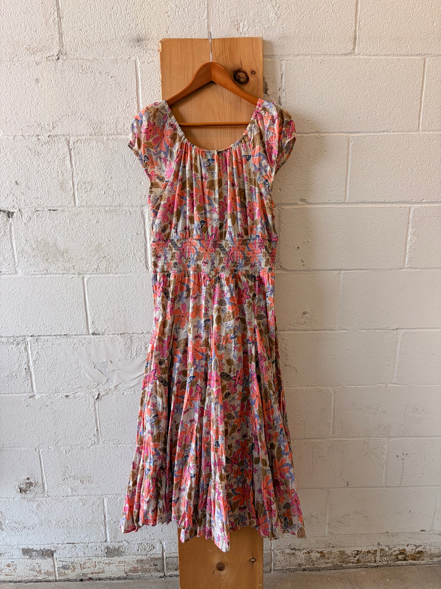 Long Pink Floral Dress : XL