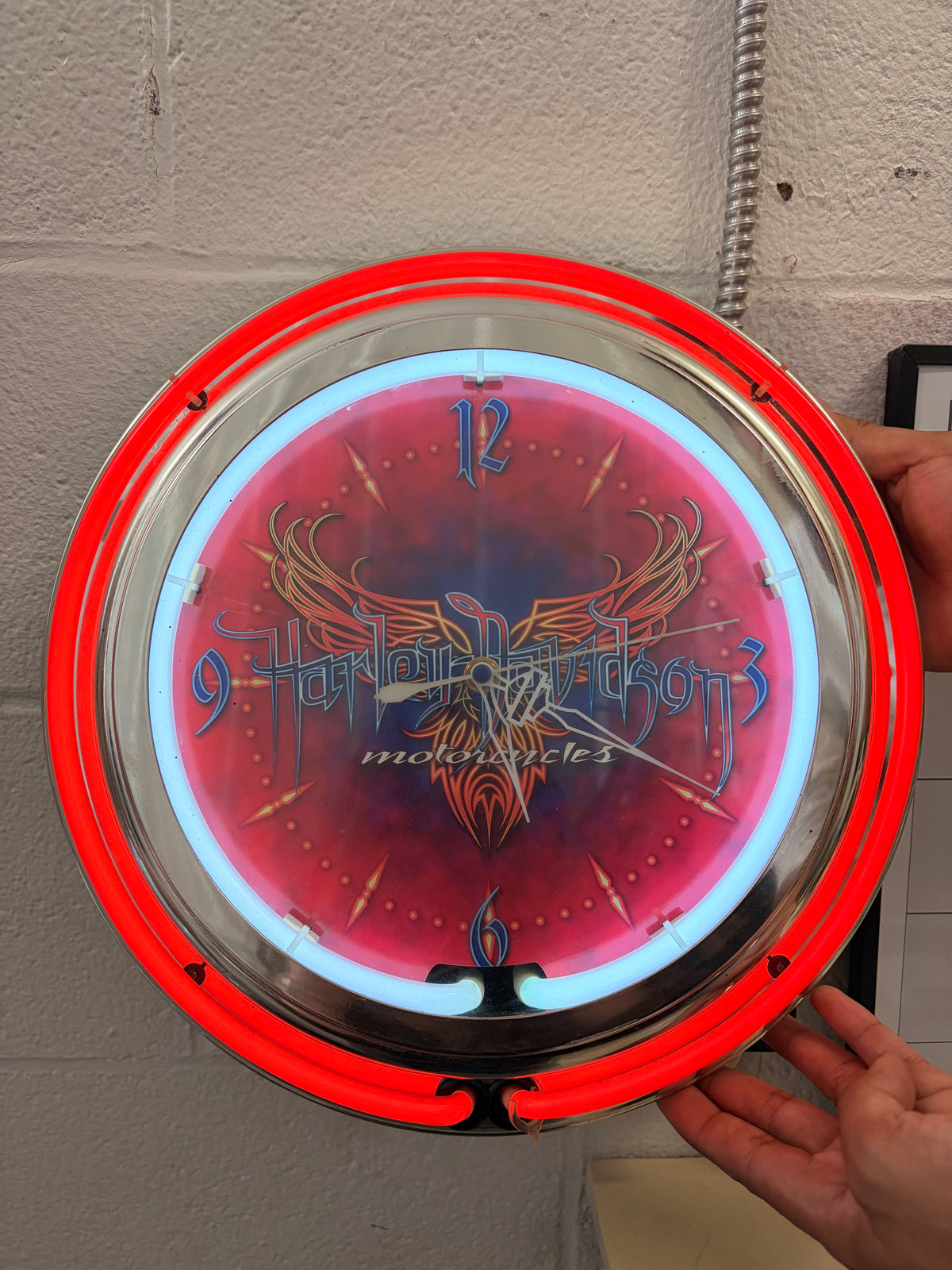 Harley Davidson Neon Red Wall Clock