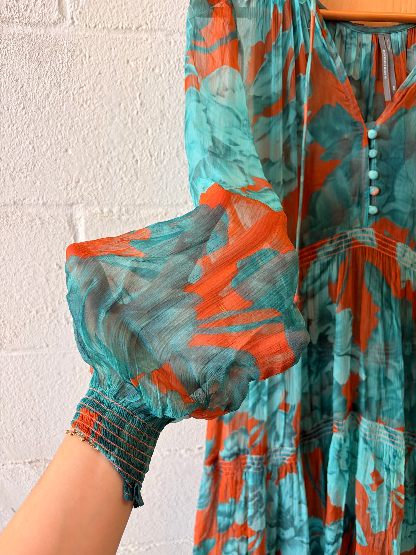 Anthropologie Semi Sheer Tiered Floral Dress : XXS-M
