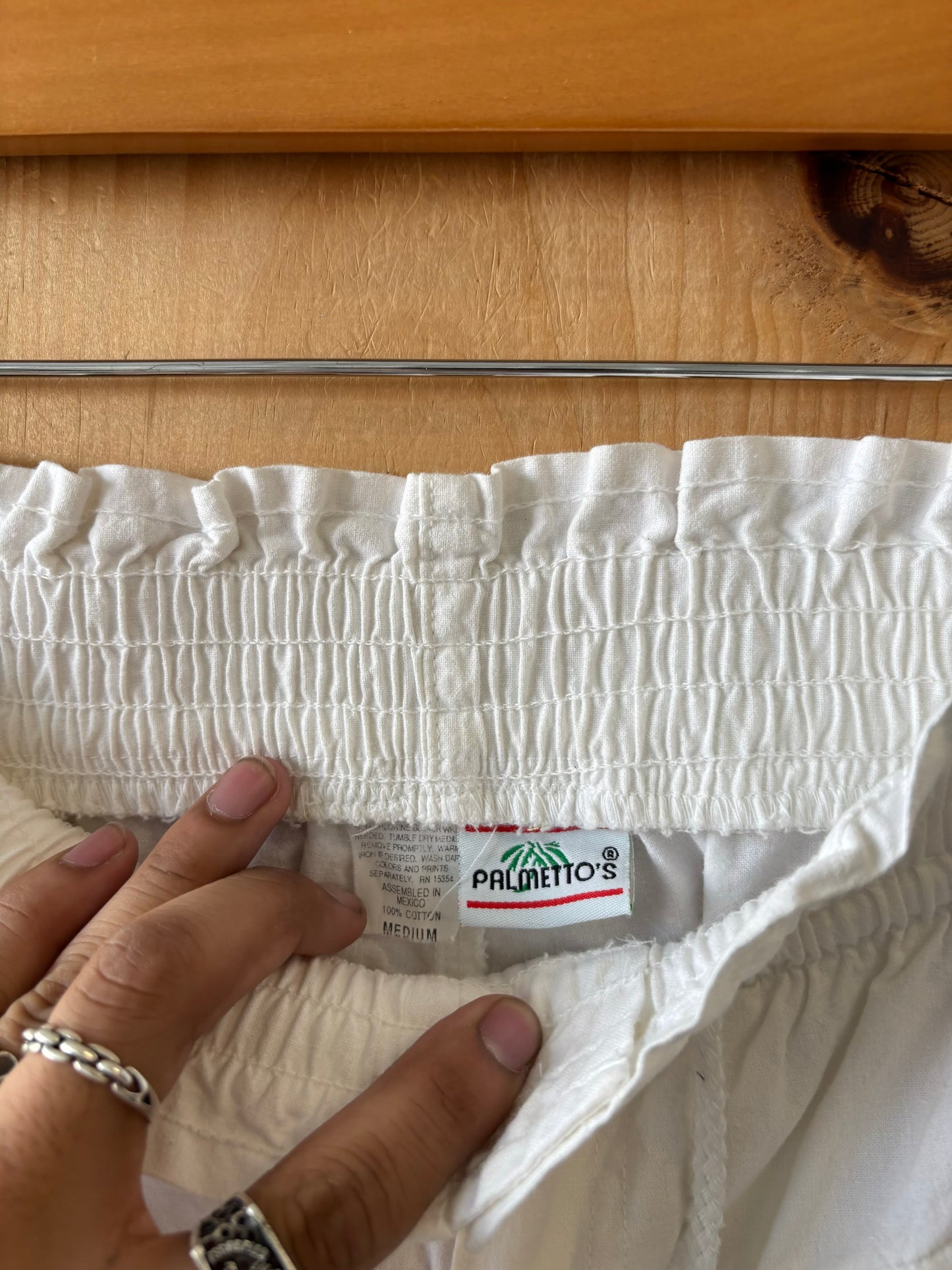 Vtg Elastic White Pants : M