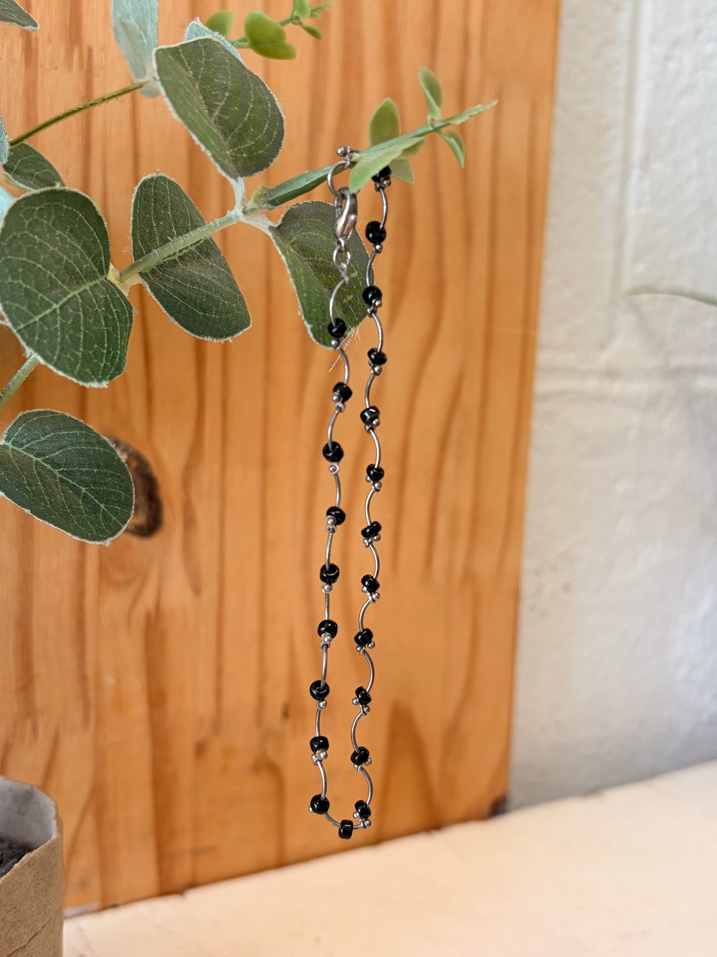 Dainty Black & Silver Tone Bracelet