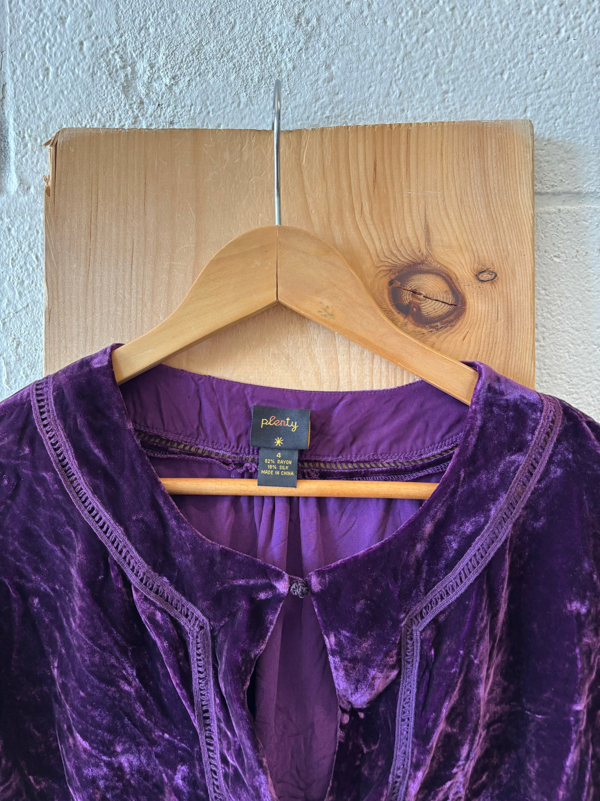 Purple Velour Long Sleeve Blouse : 4