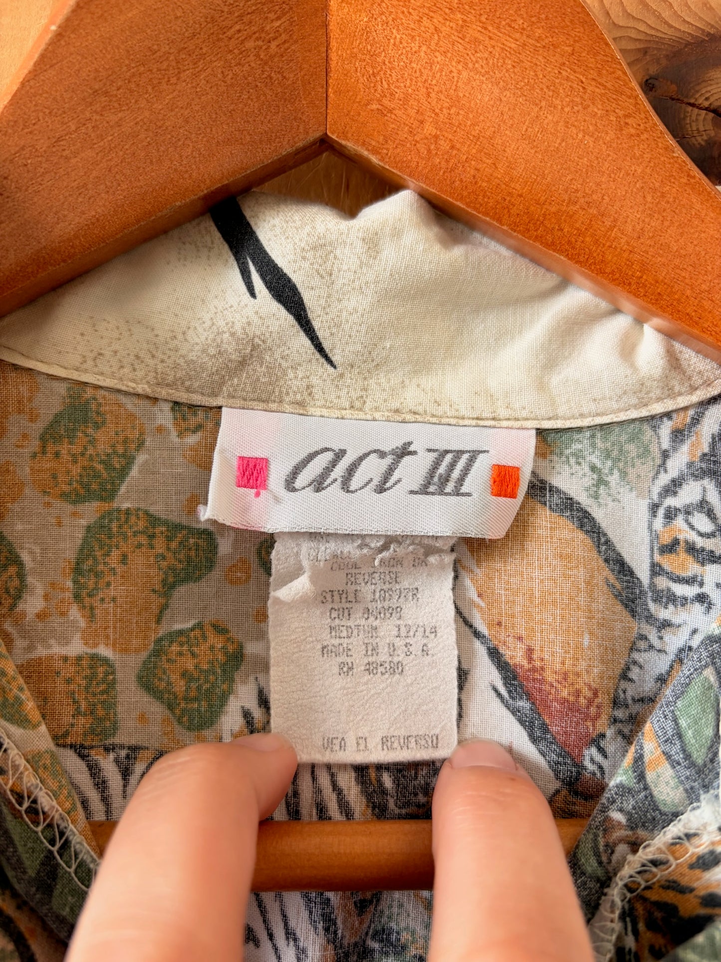 Vtg Safari Animal Shirt : M