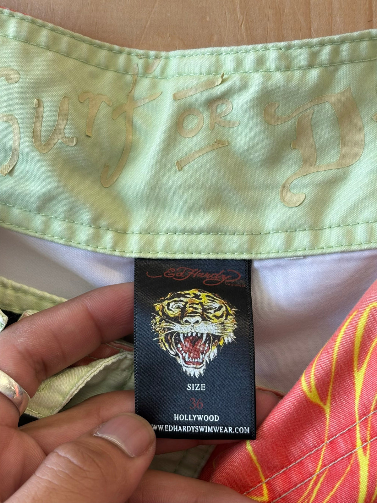 Orange Ed Hardy Swim Trunks : 36