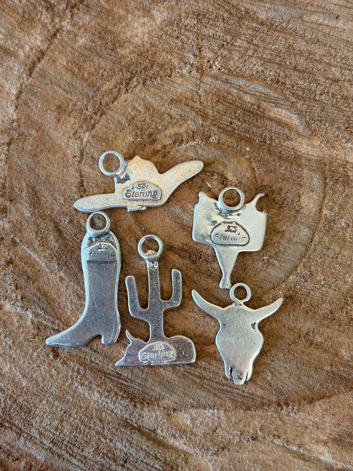 Set of 5 Western Sterling Charms