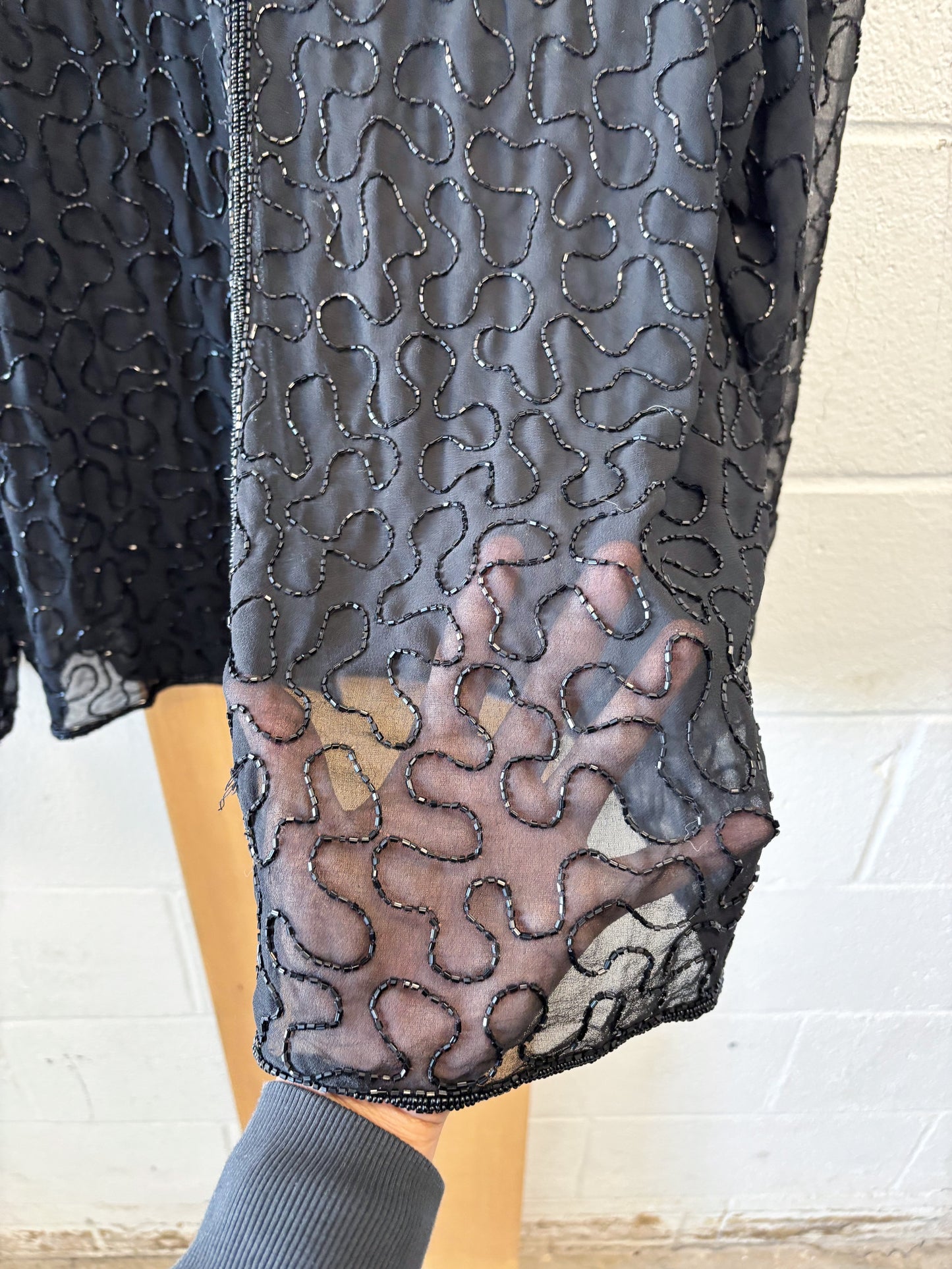 Vtg Black Sheer Top : XL