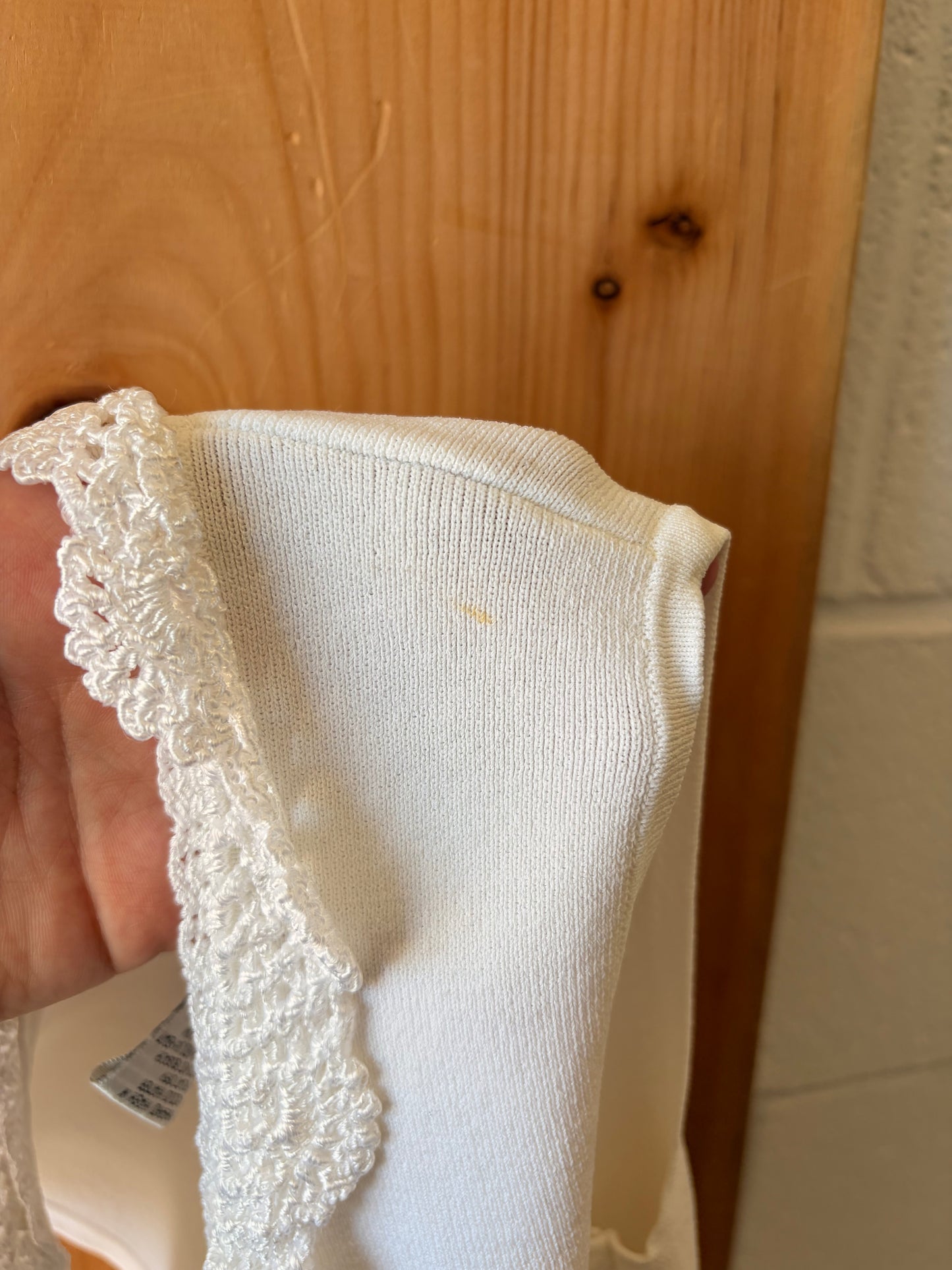 Vtg White Lace Trimmed Tank : M