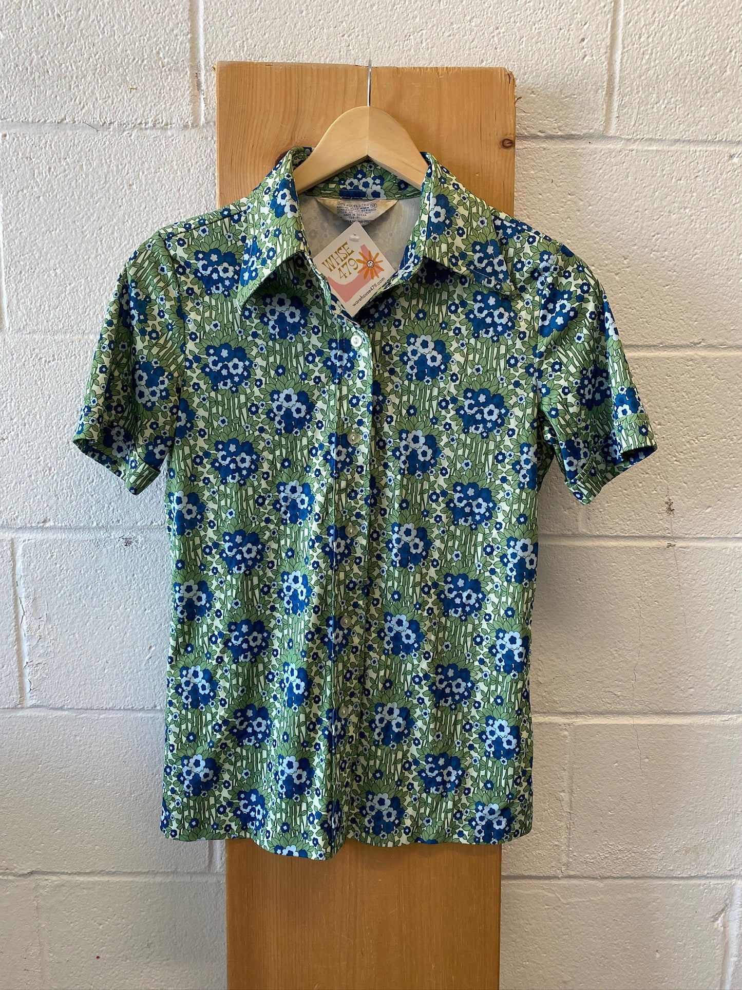 Vtg Green Floral Top : 12’