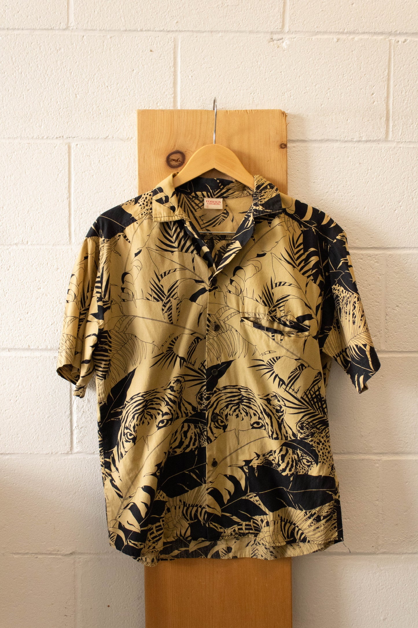 Vtg Tiger Print Button Up : S