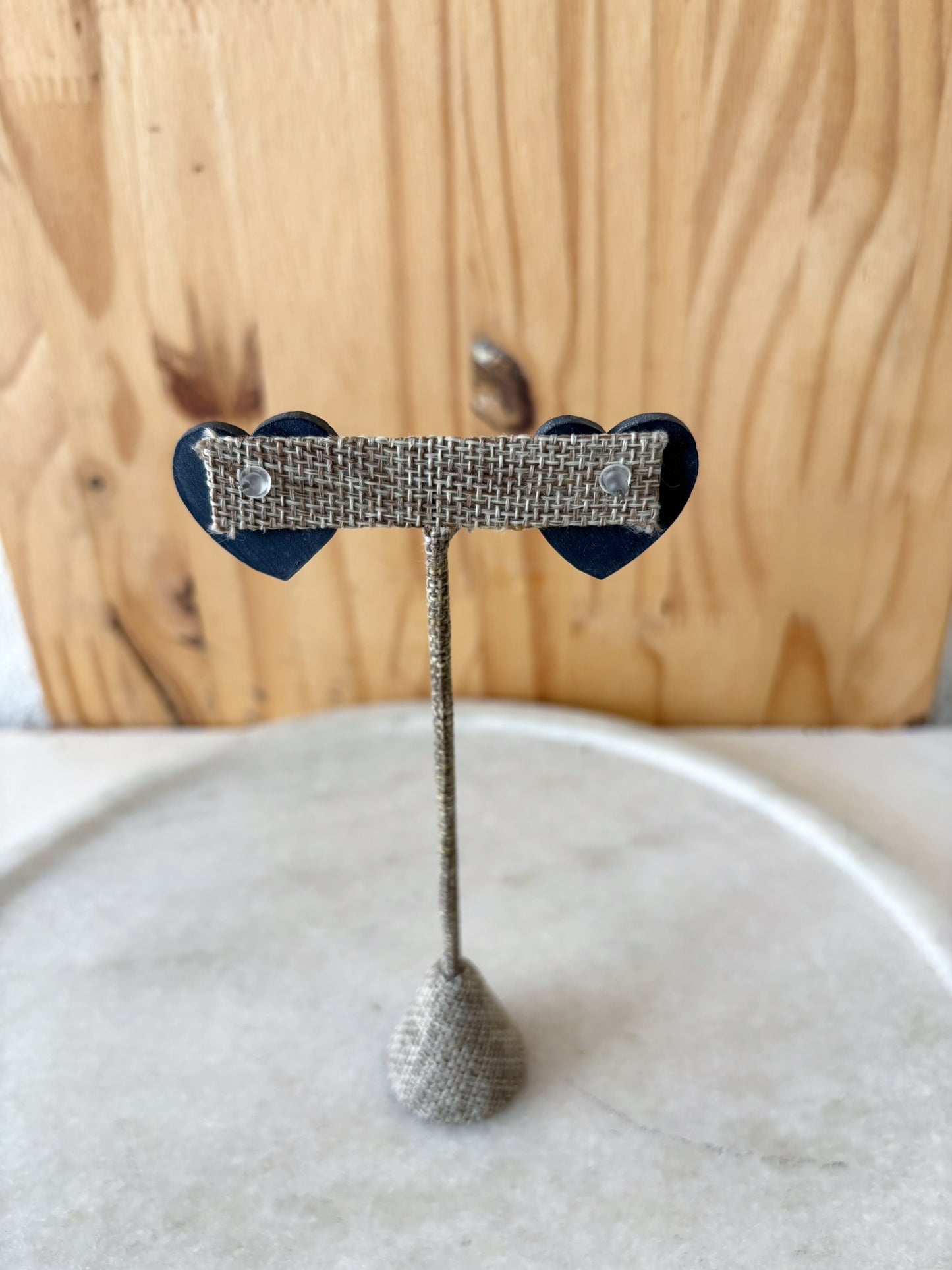 Wood Heart Earrings