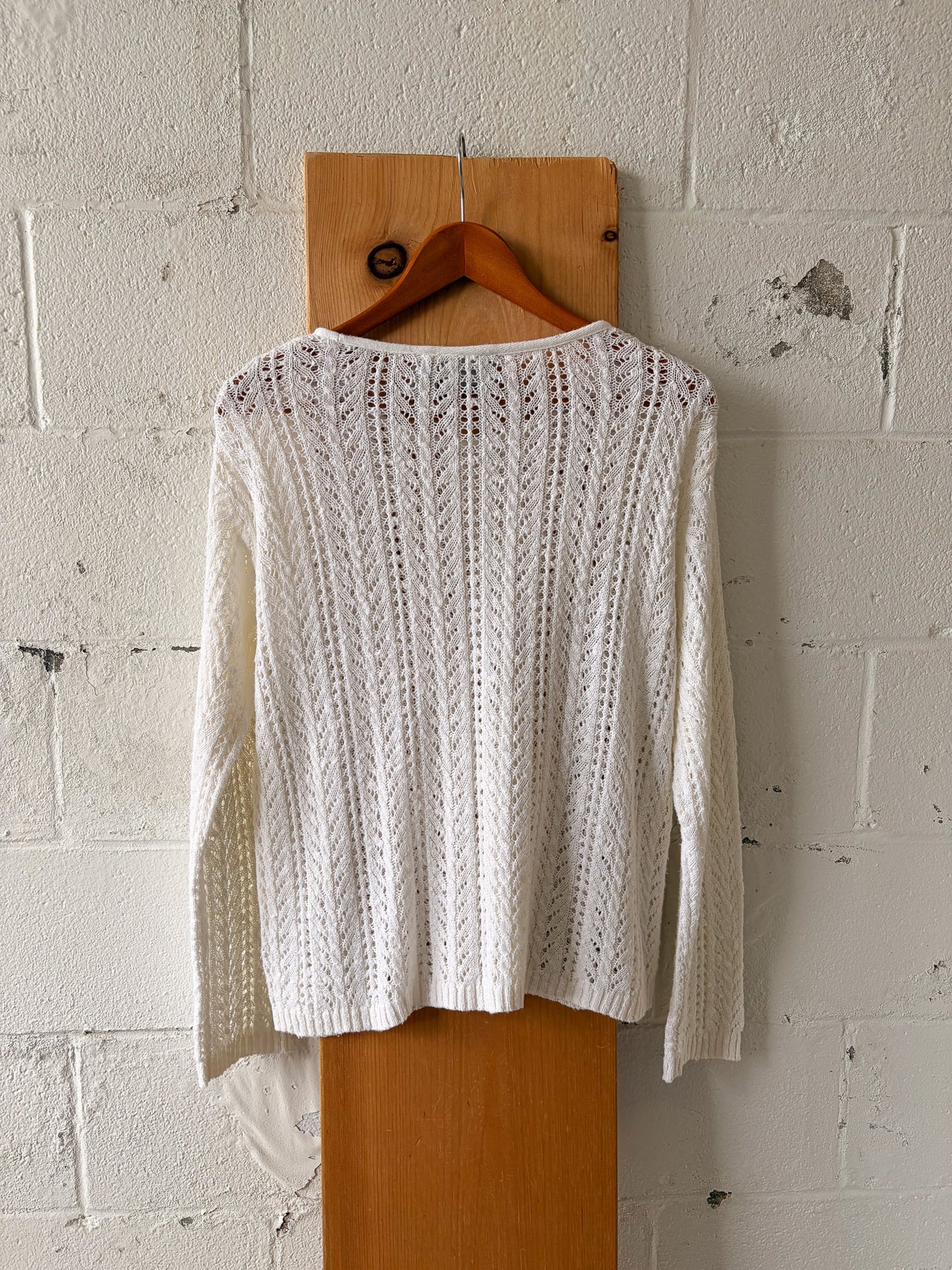 White Crochet Sweater : M