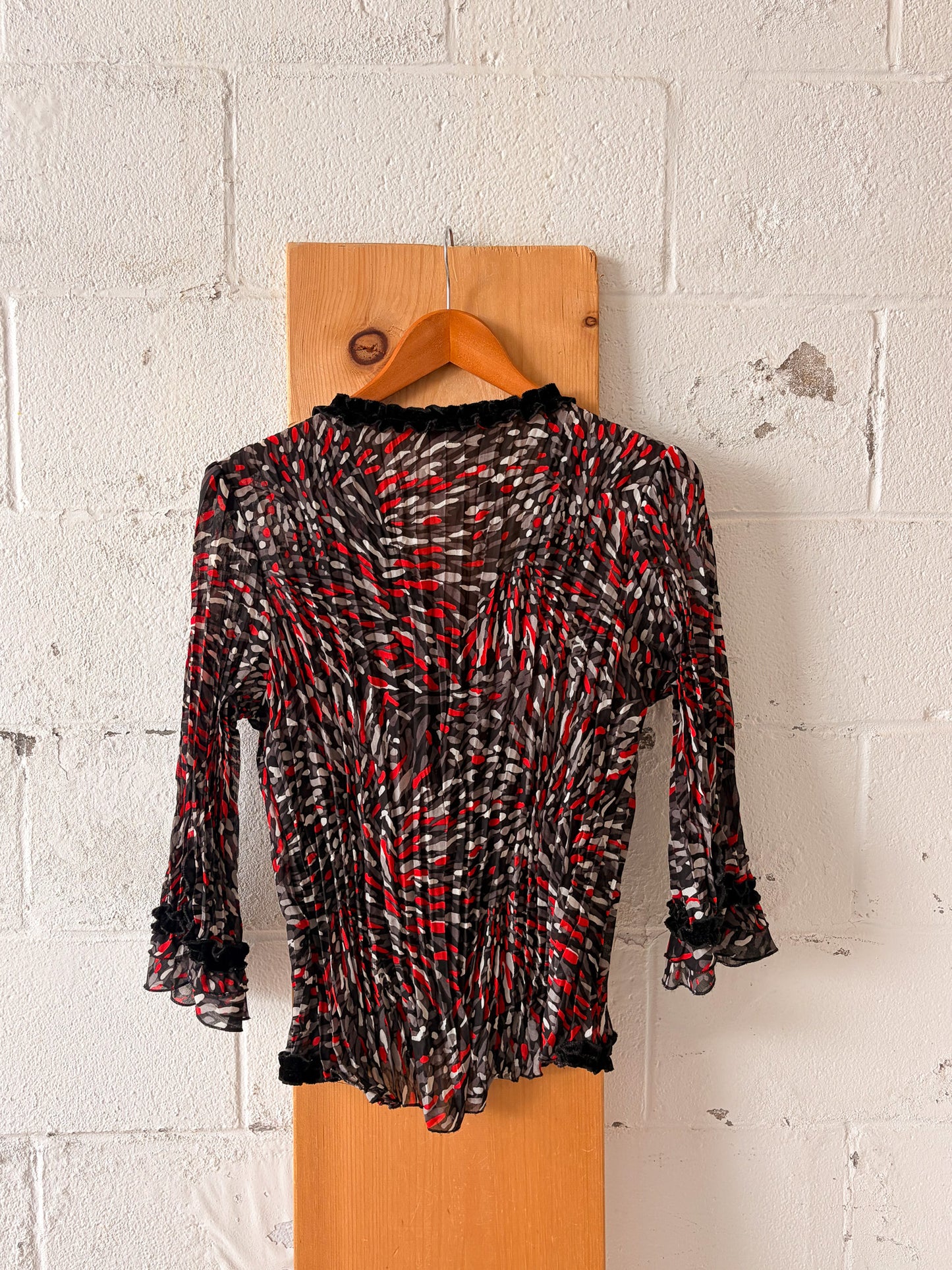 Patterned Red & Black Blouse : L