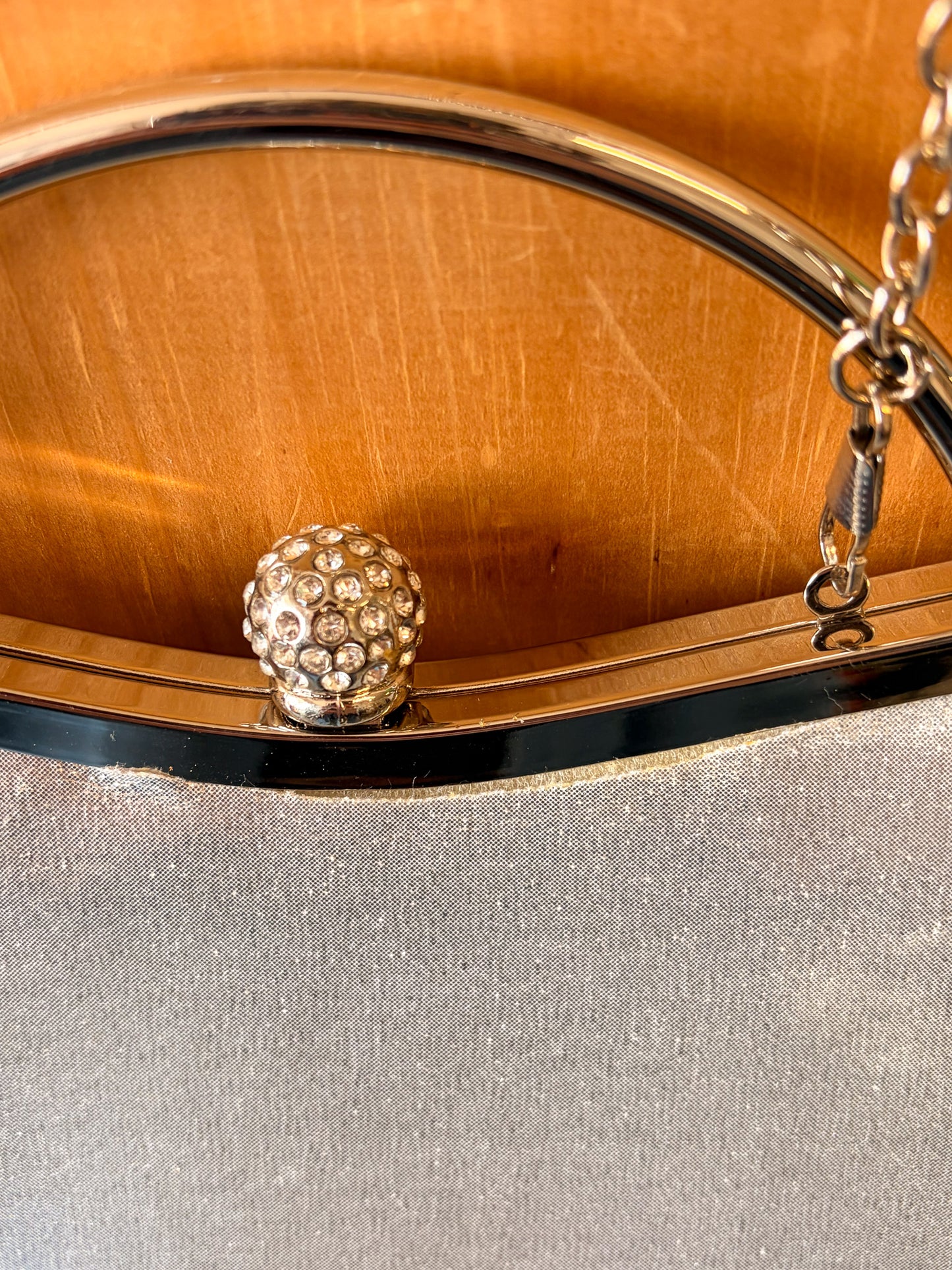 Silver Pearl Beaded Clutch Purse