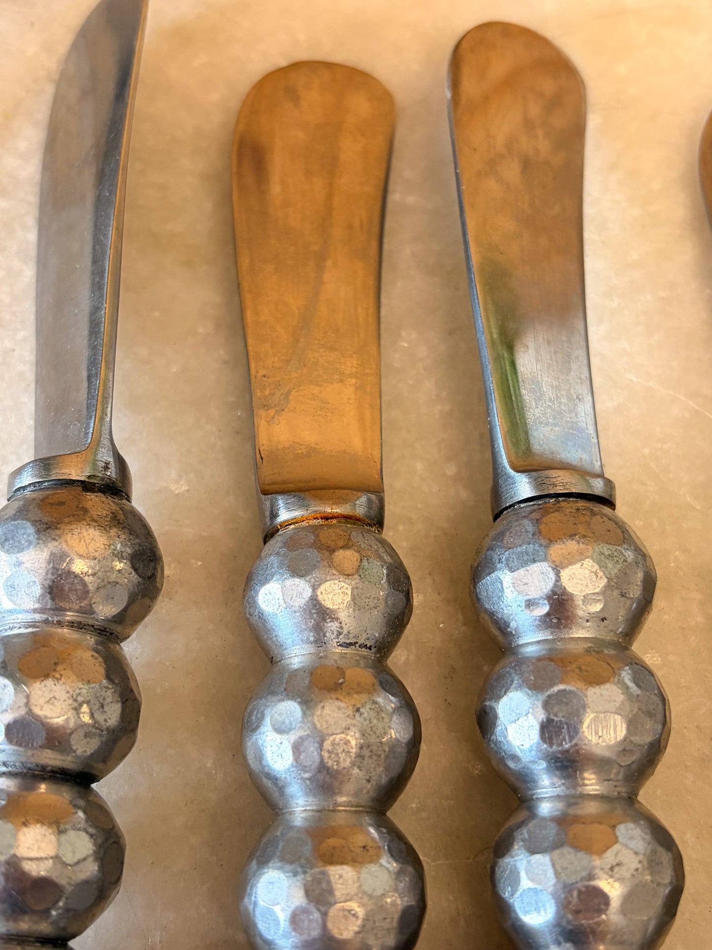 Set of Four Hammered Metal Spreaders