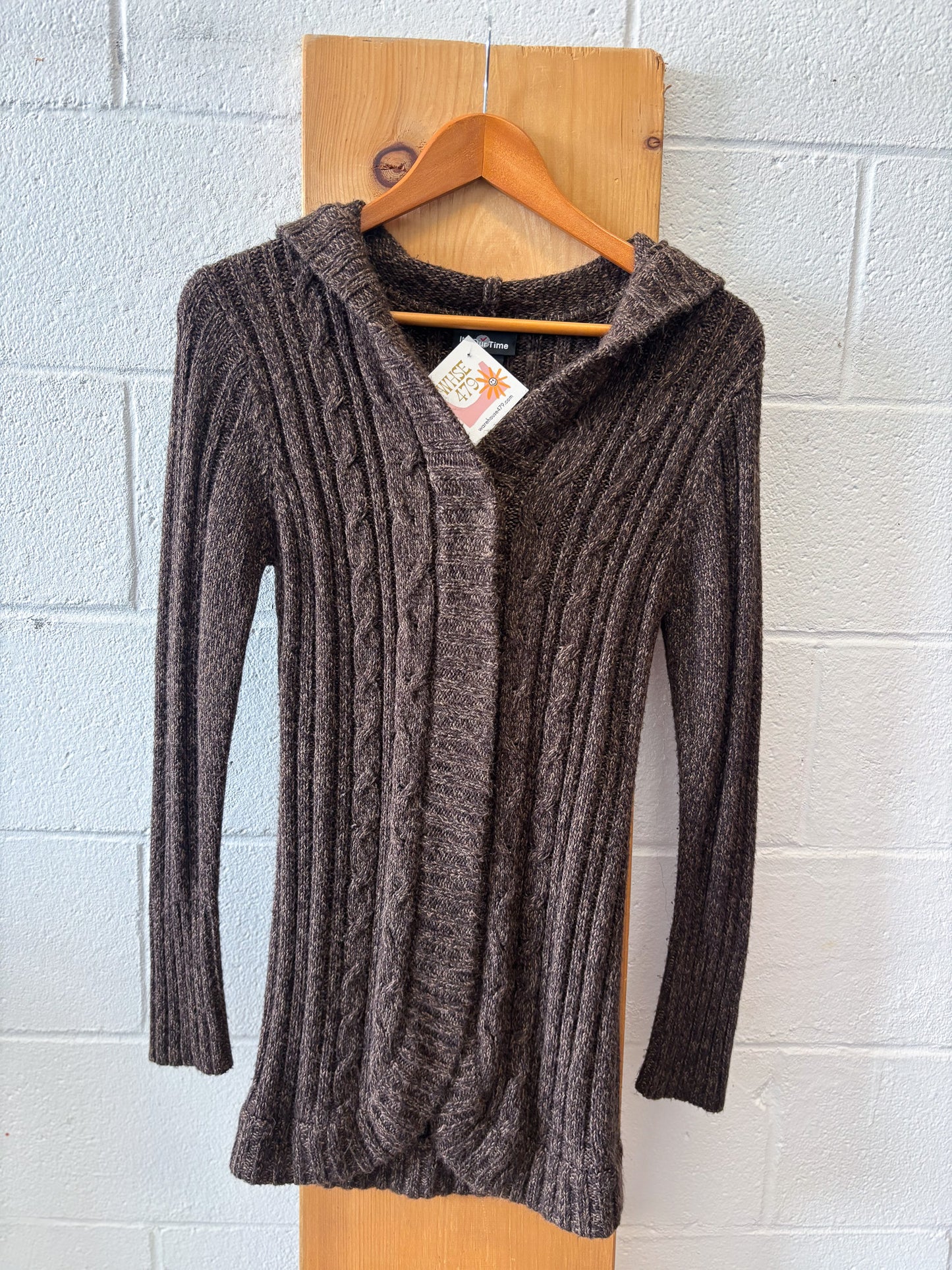 Vtg Long Hooded Sweater : S/M