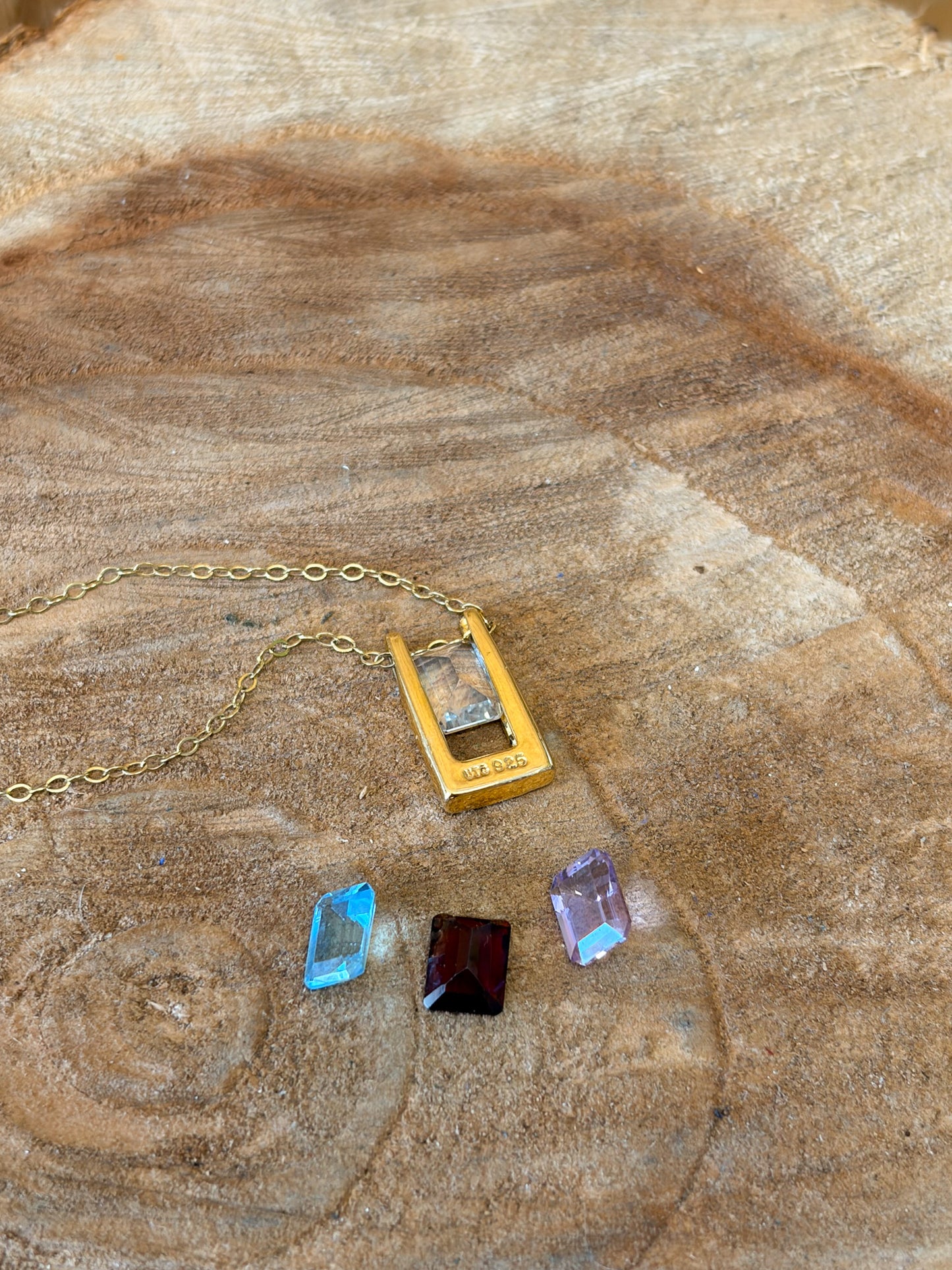 925 Gold Tone Interchangeable Jewel Necklace