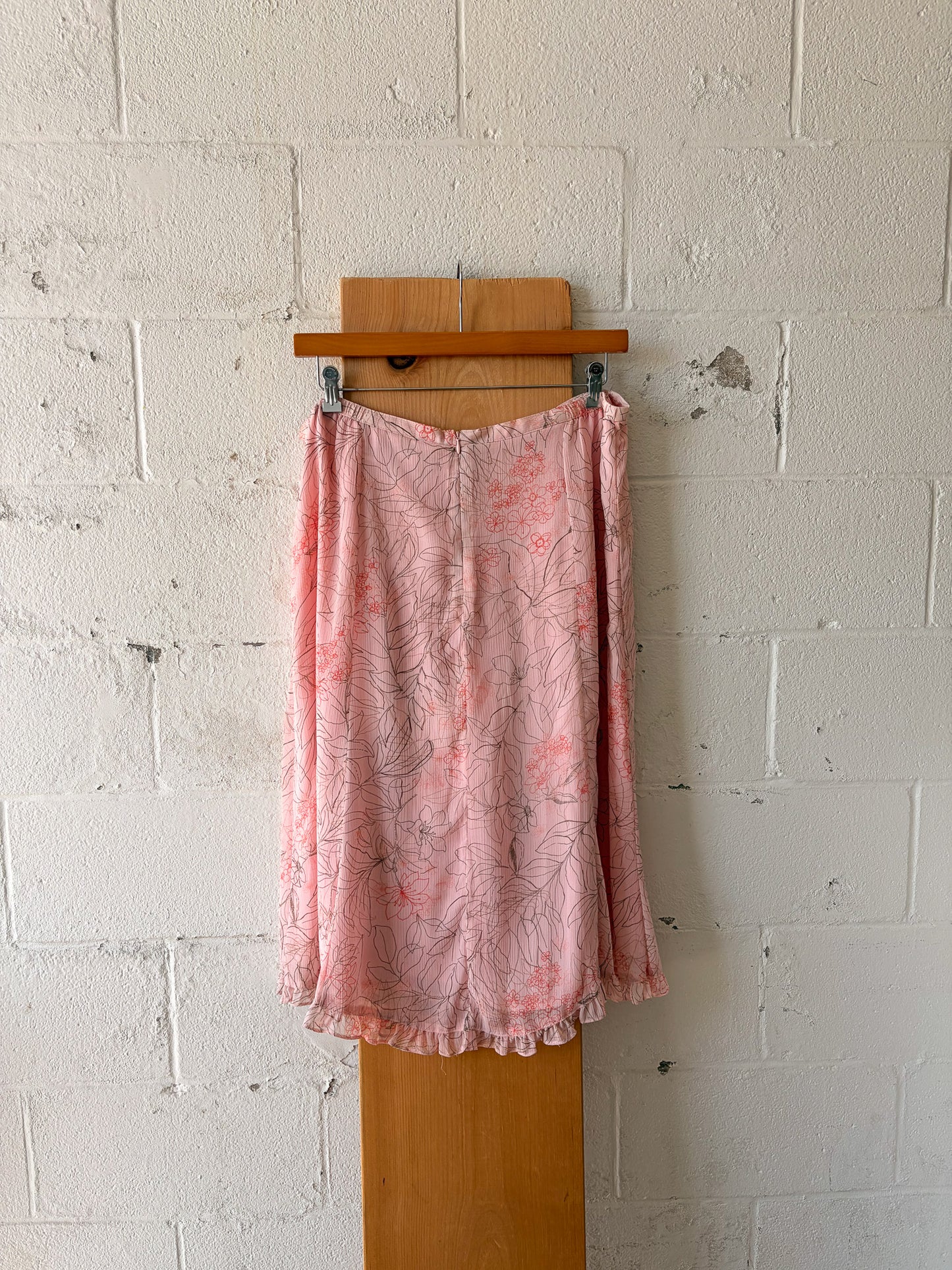 Floral Pink Midi Skirt : 18W