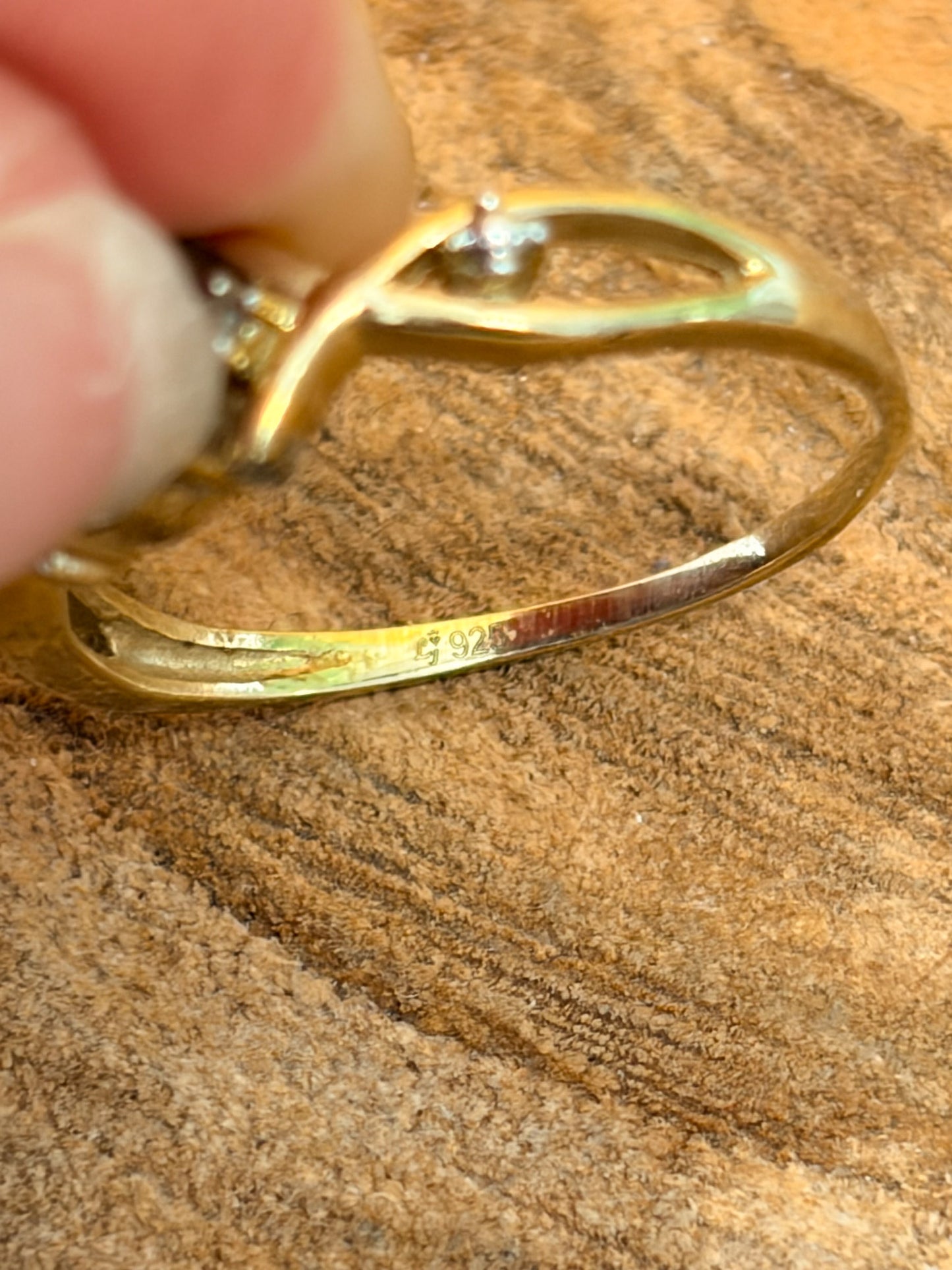 925 Gold Tone Garnet Ring : Size 6.5