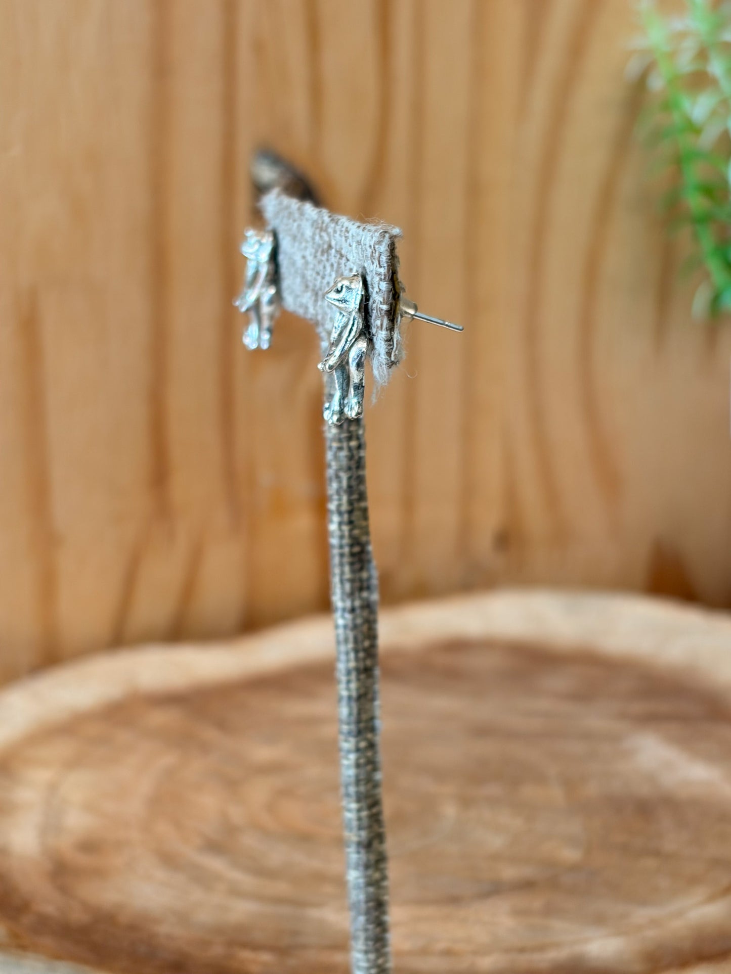 Silver Tone Frog Earrings