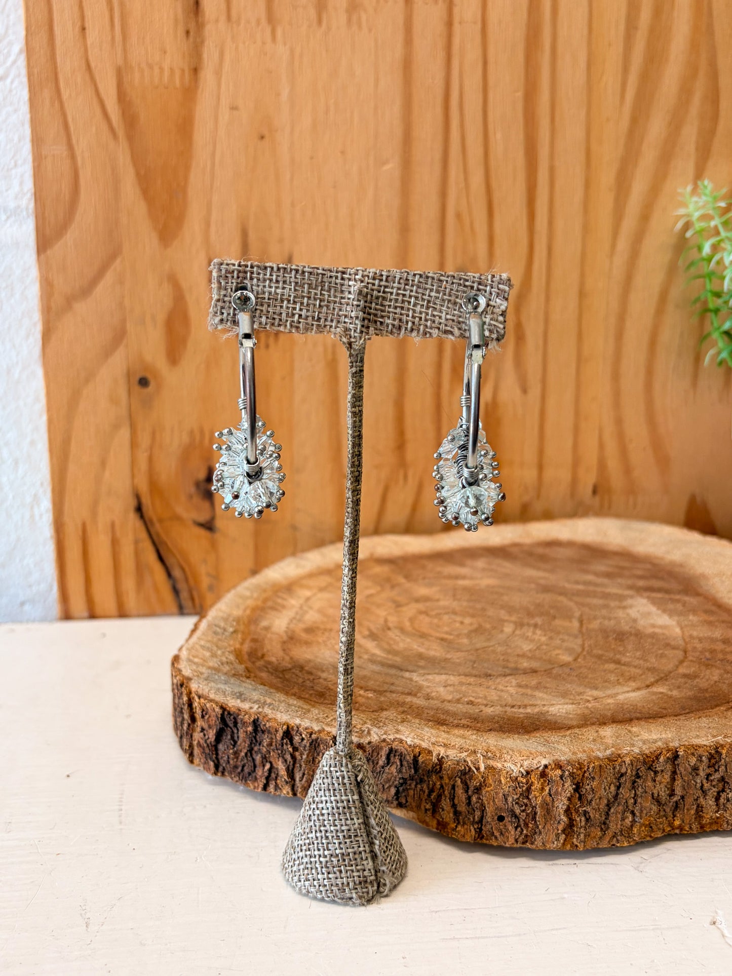 Clear Beaded Hoops