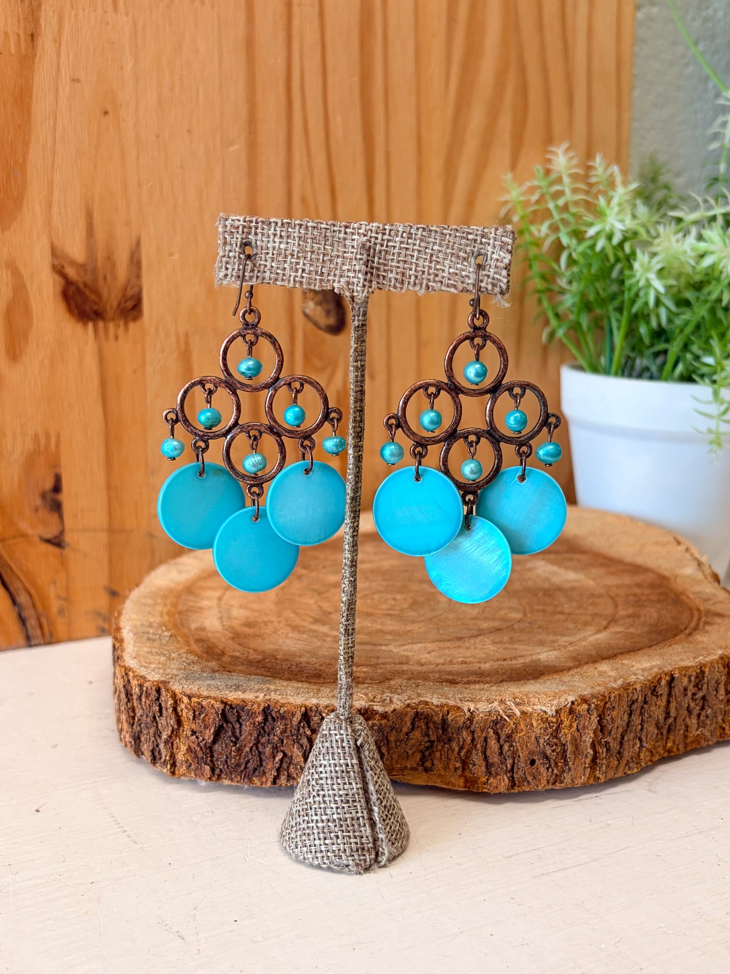 Boho Teal Chandelier Earrings