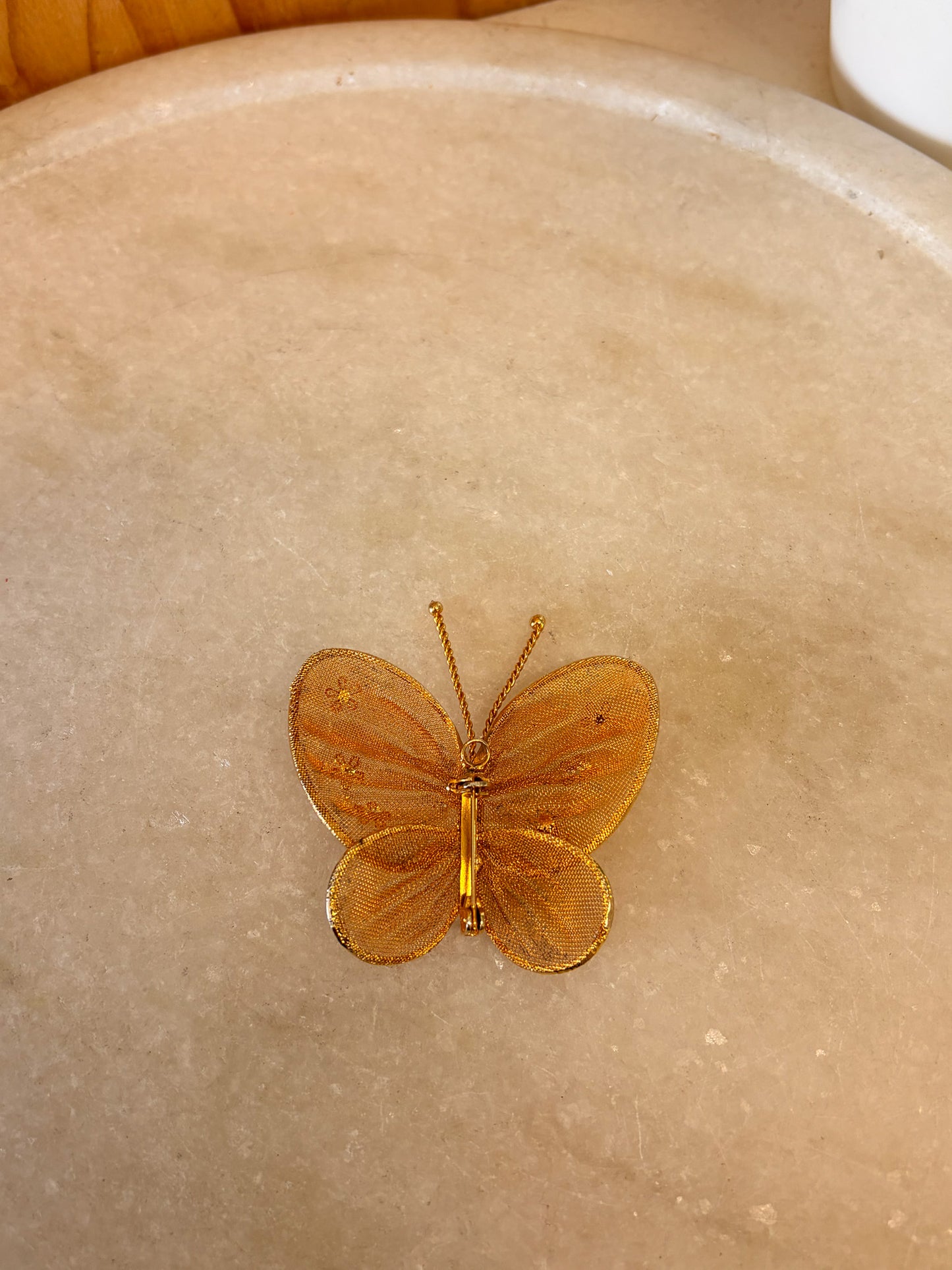 Vtg Golden Butterfly Brooch