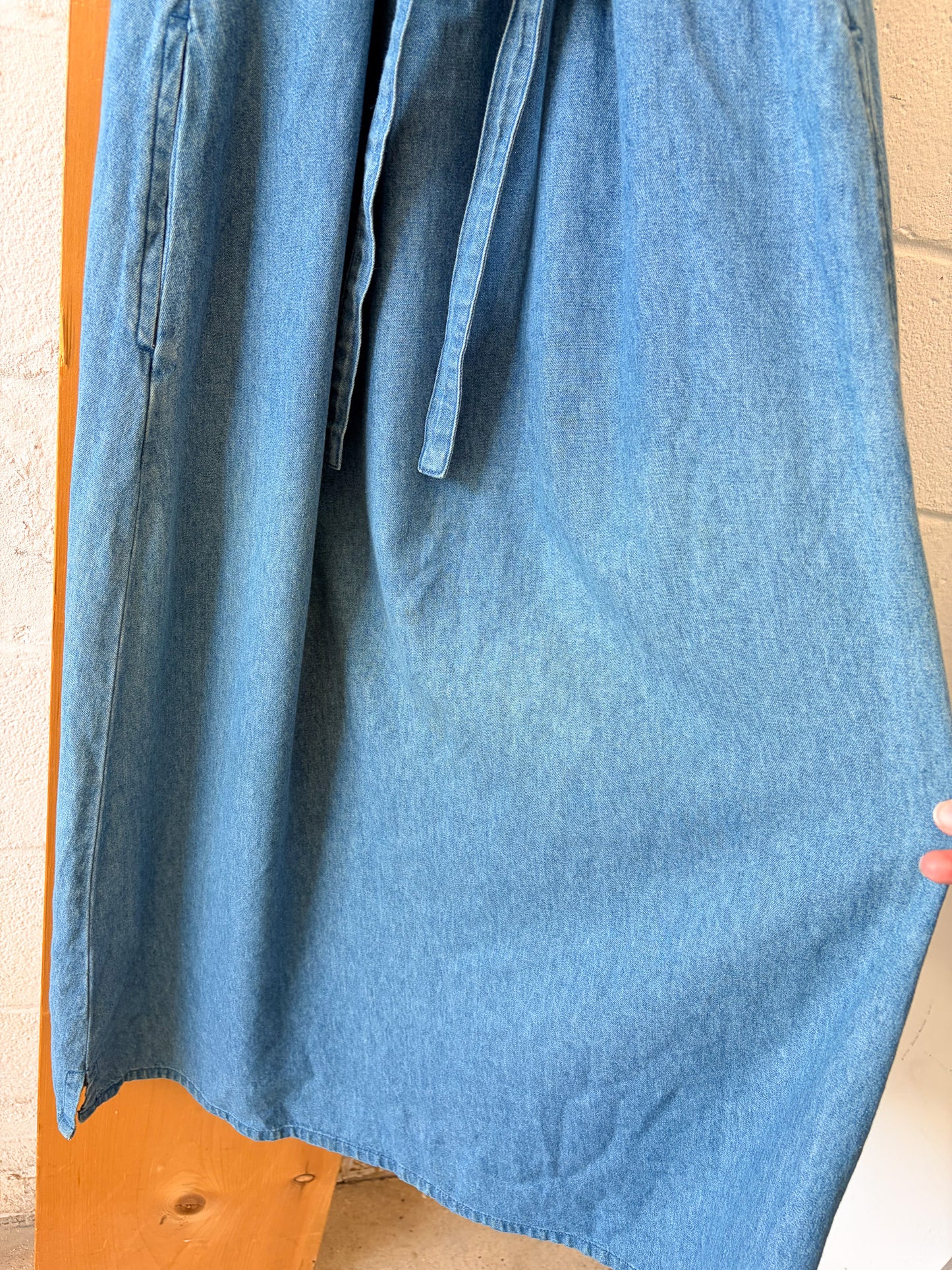 Vtg Floral Denim Dress : S
