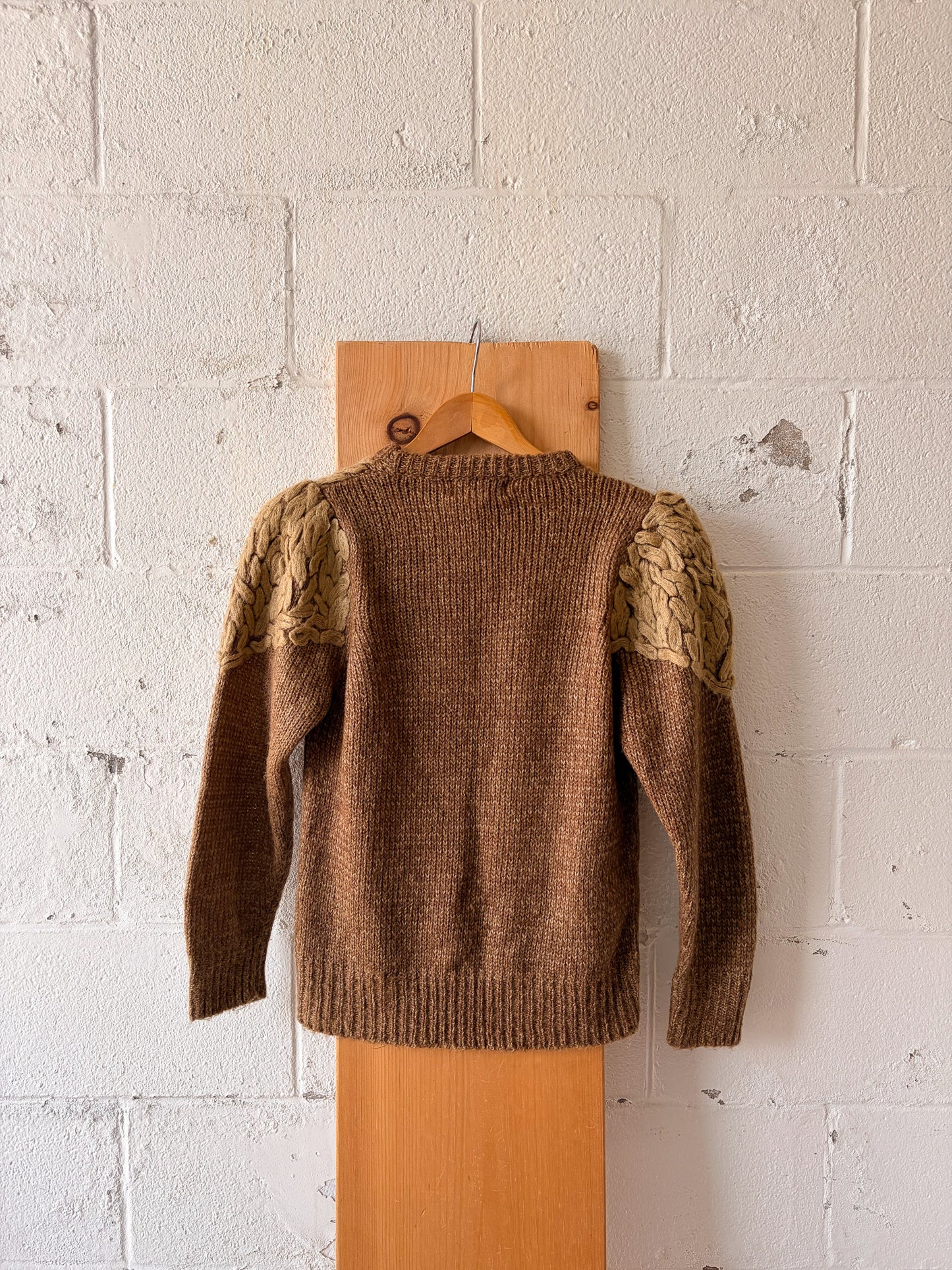Vtg Textured Brown Woven Sweater : L