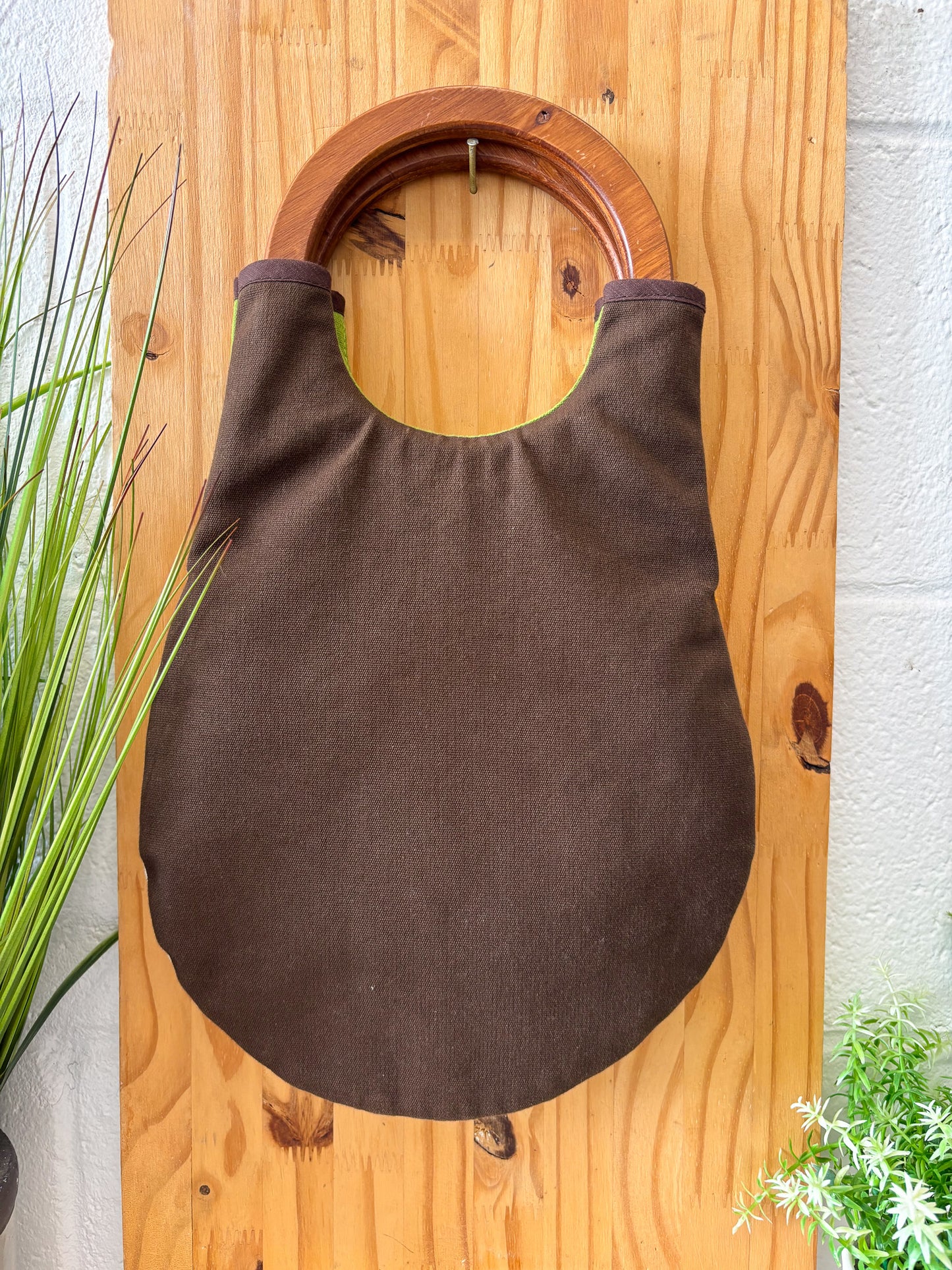 Vtg Wood Handle Mod Purse