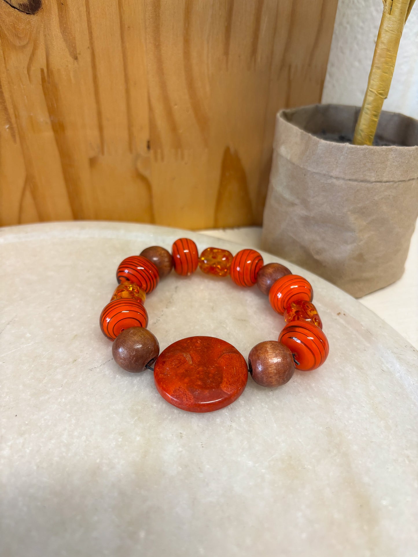 Orange Beaded Bracelet