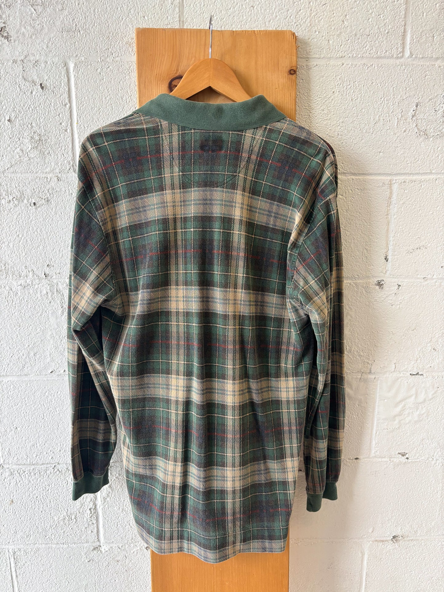 Docker's Plaid Long Sleeve Polo : M
