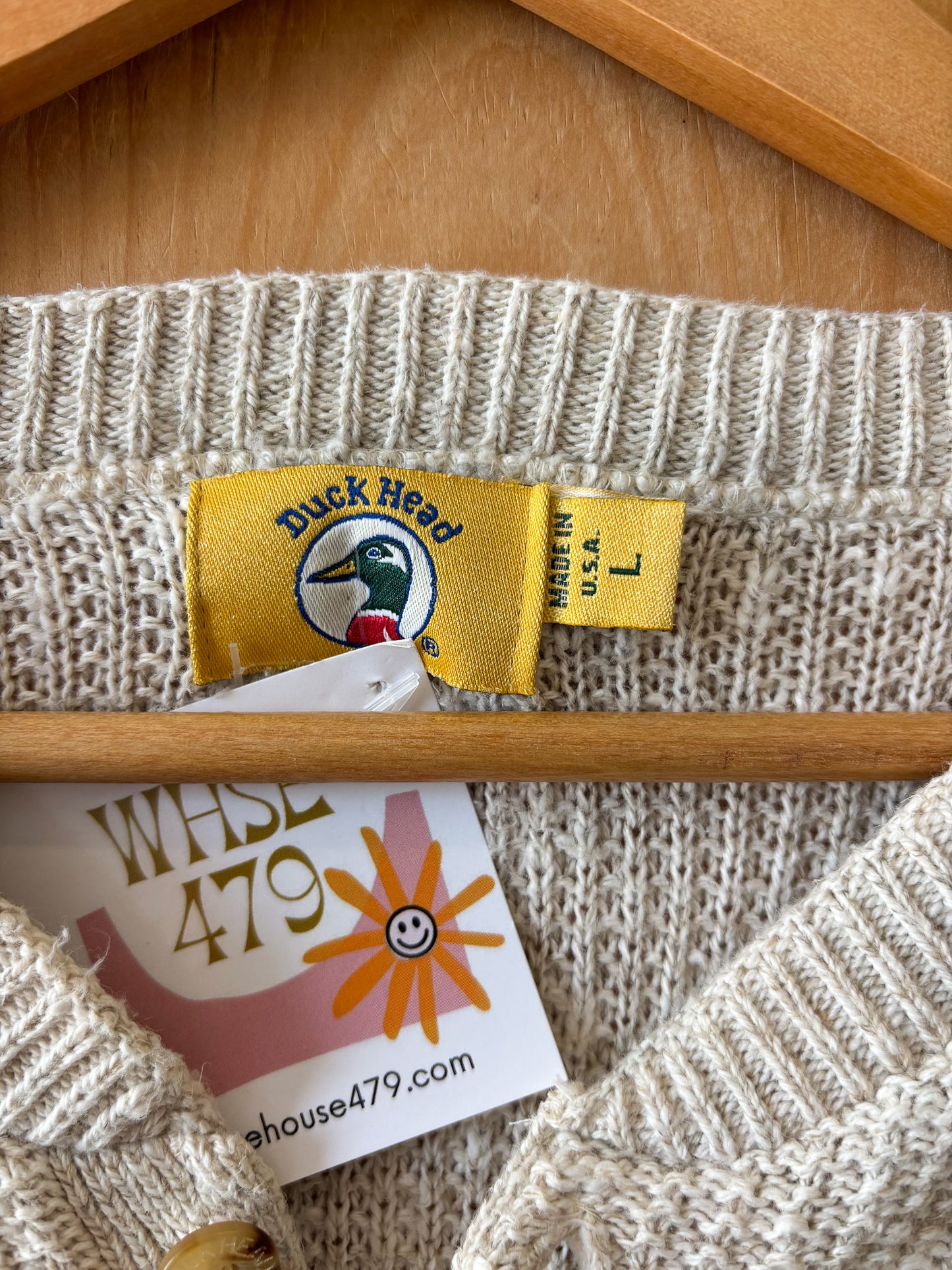 Cream Knit Duck Head Sweater : L