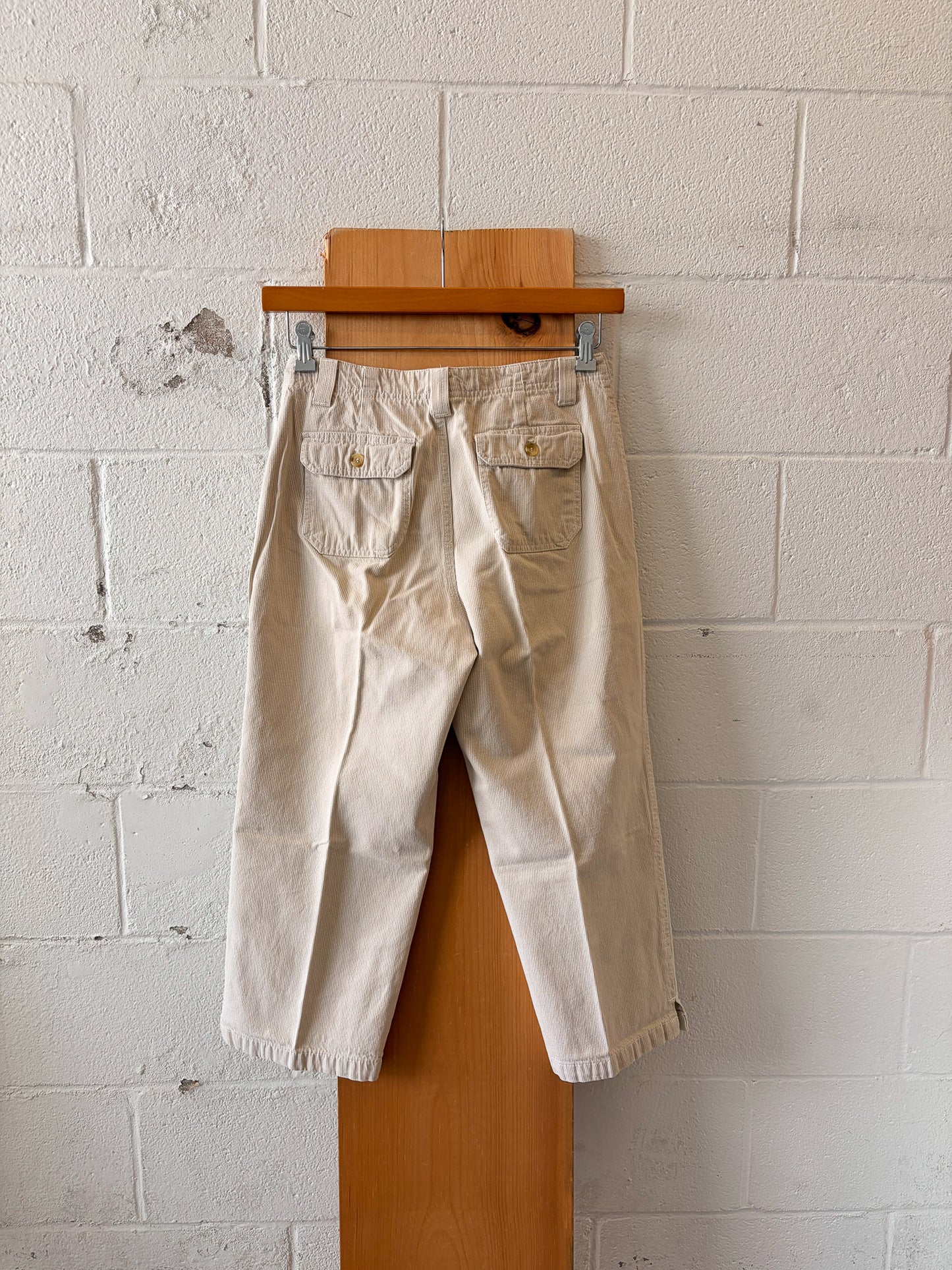 Striped White & Khaki Capris : 8