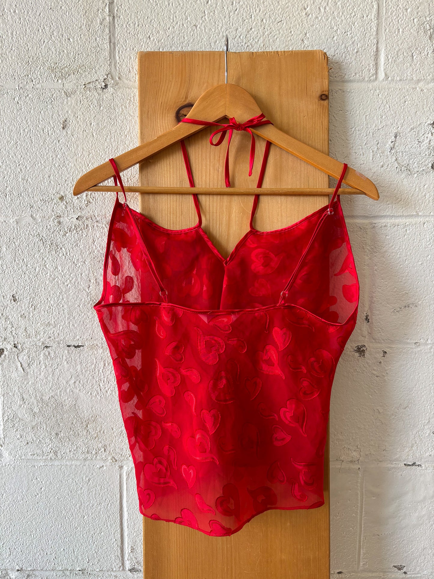 Sheer Red Hearts Halter Top : S/M