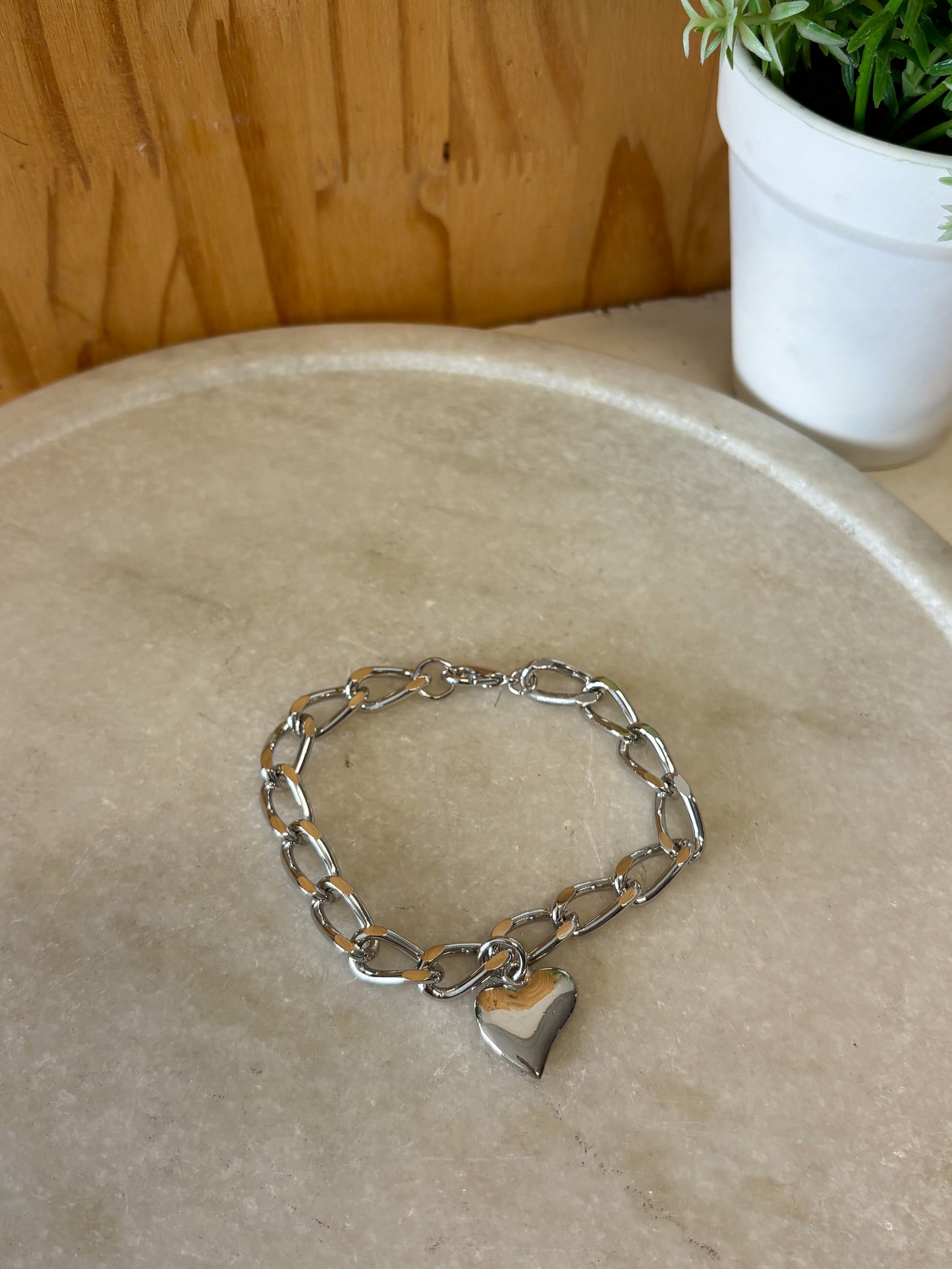 Silver Tone Heart Bracelet