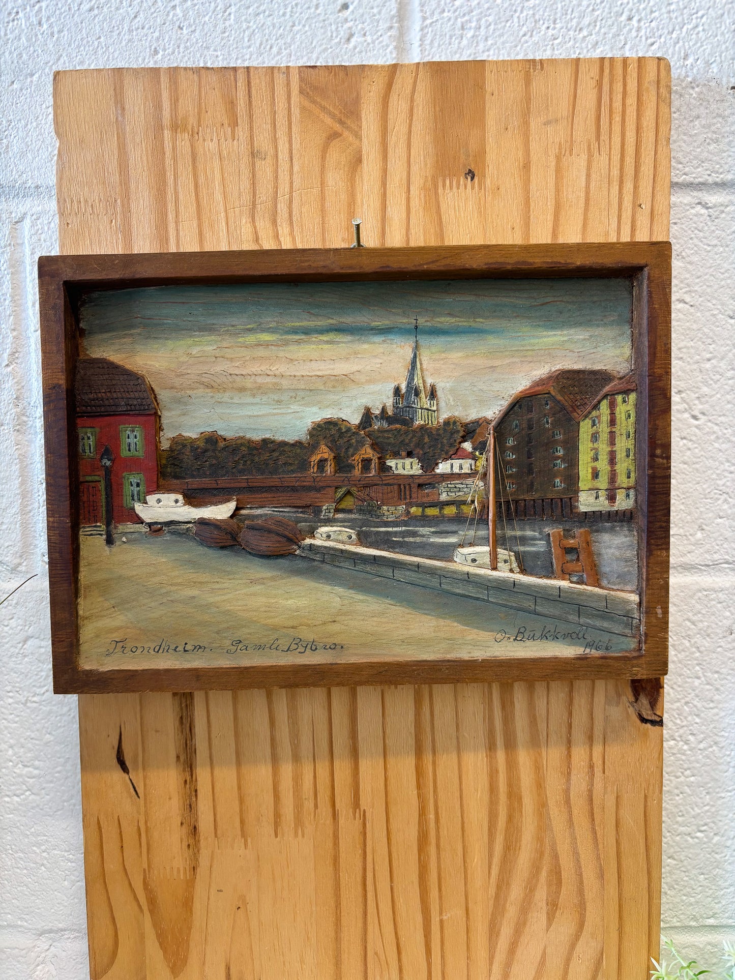 Signed Ole Bukkvoll 1966 Wood Carved Art (Local Pick Up Only)