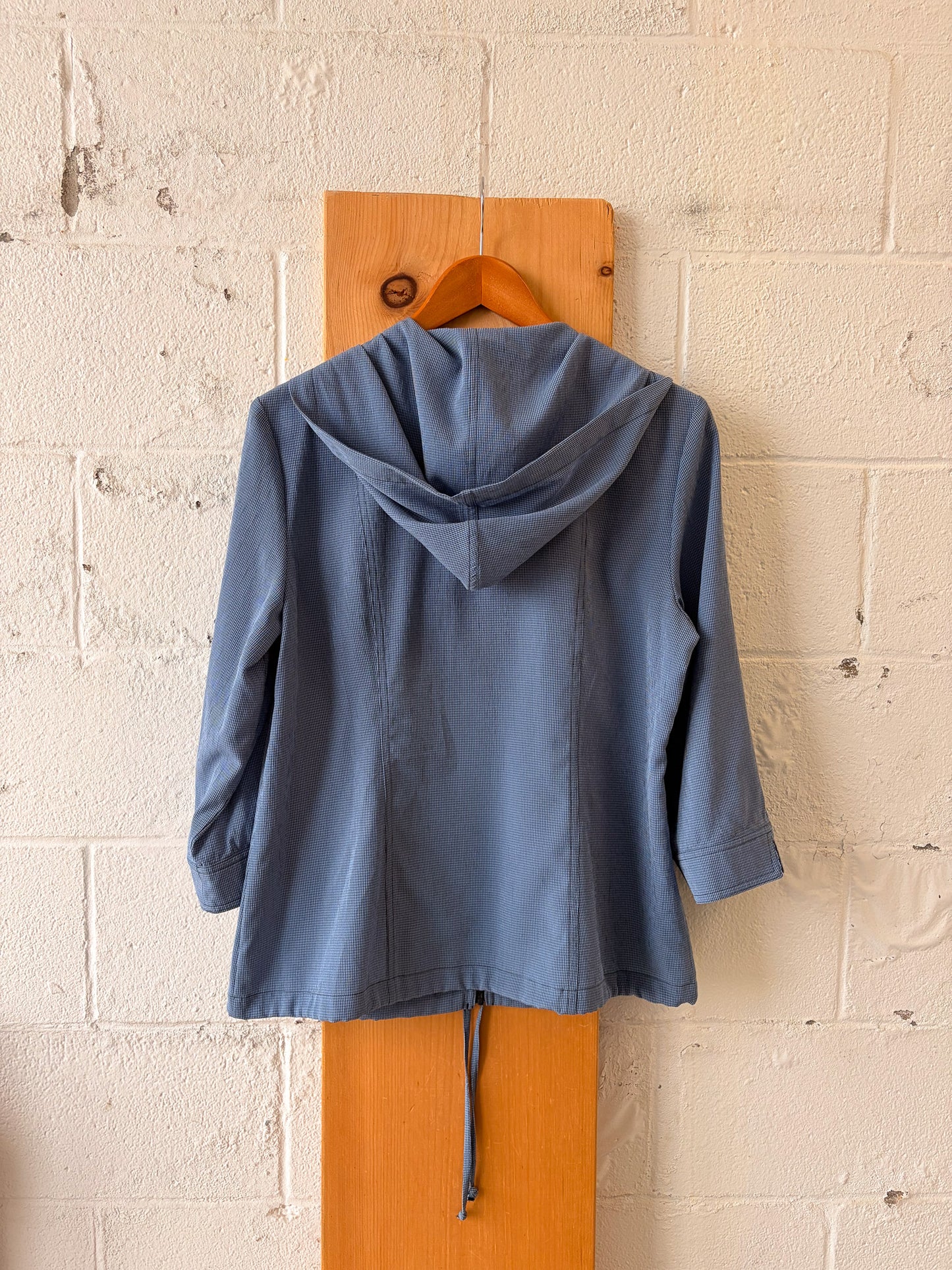 Blue Checkered Zip Up Hoodie : L