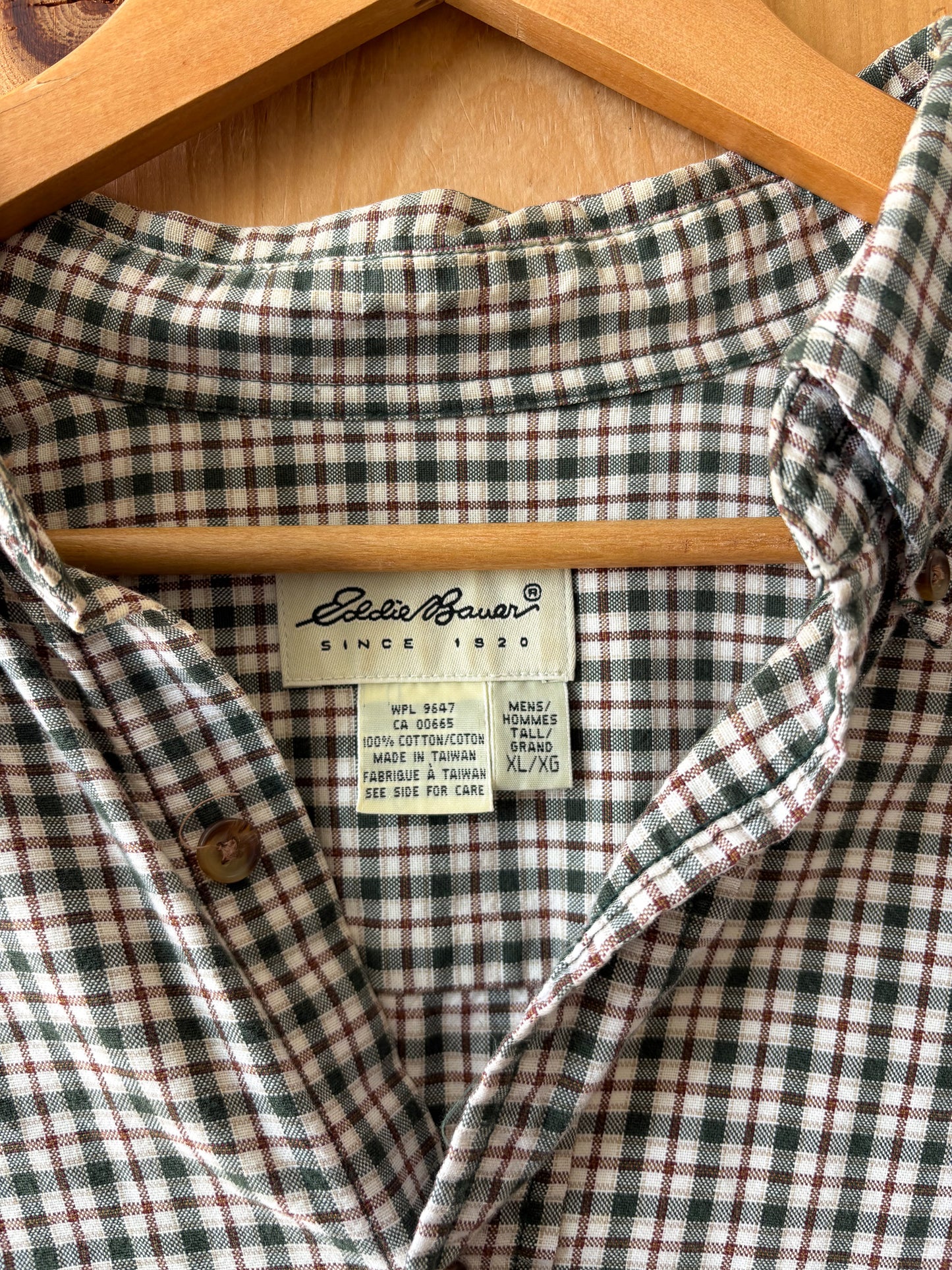 Vtg Plaid Eddie Button Up : Tall XL