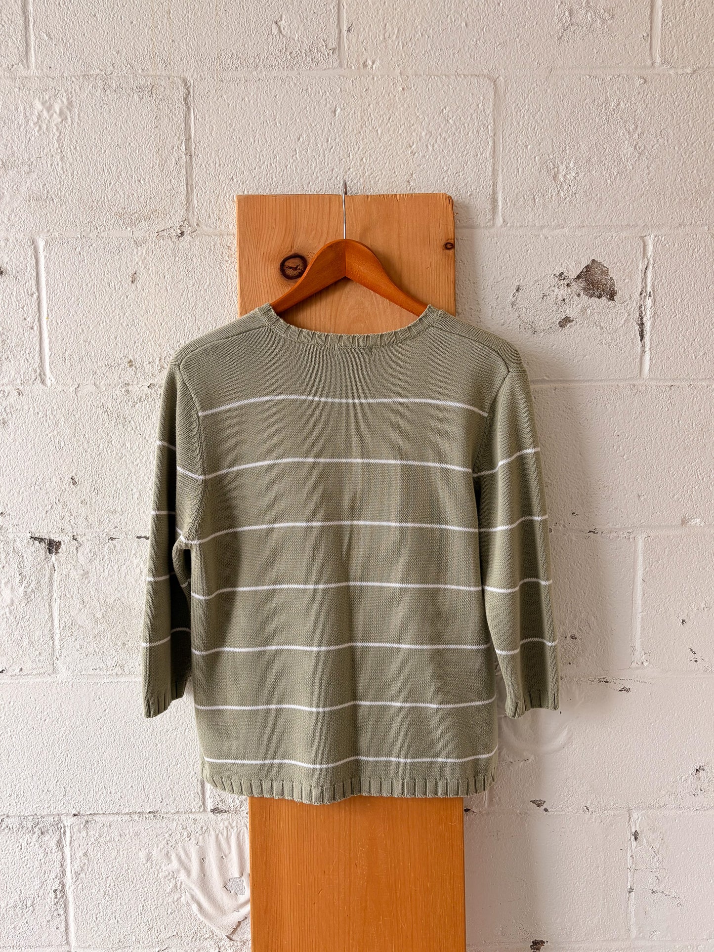 Striped Sage Green Sweater : M