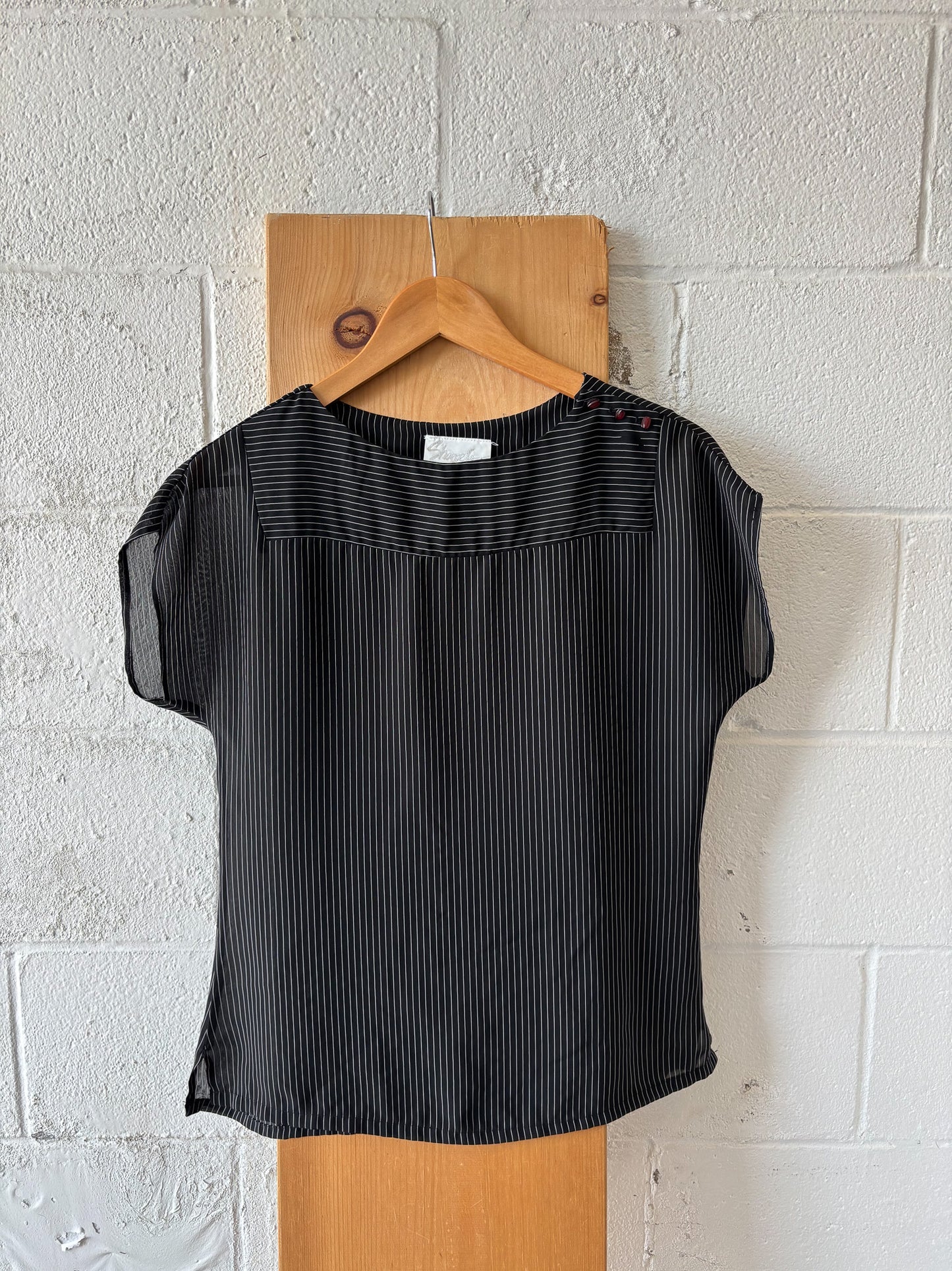 Vtg Striped Semi Sheer Top : S/M