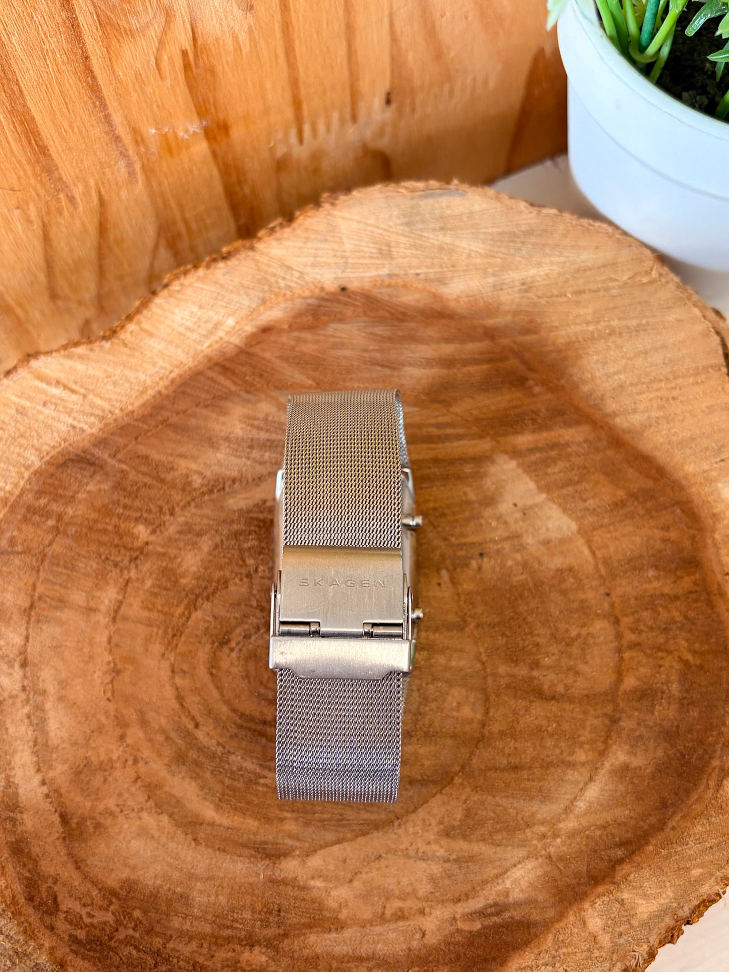 Skagen Dual-Time Stainless Steel Mesh Watch (Untested)
