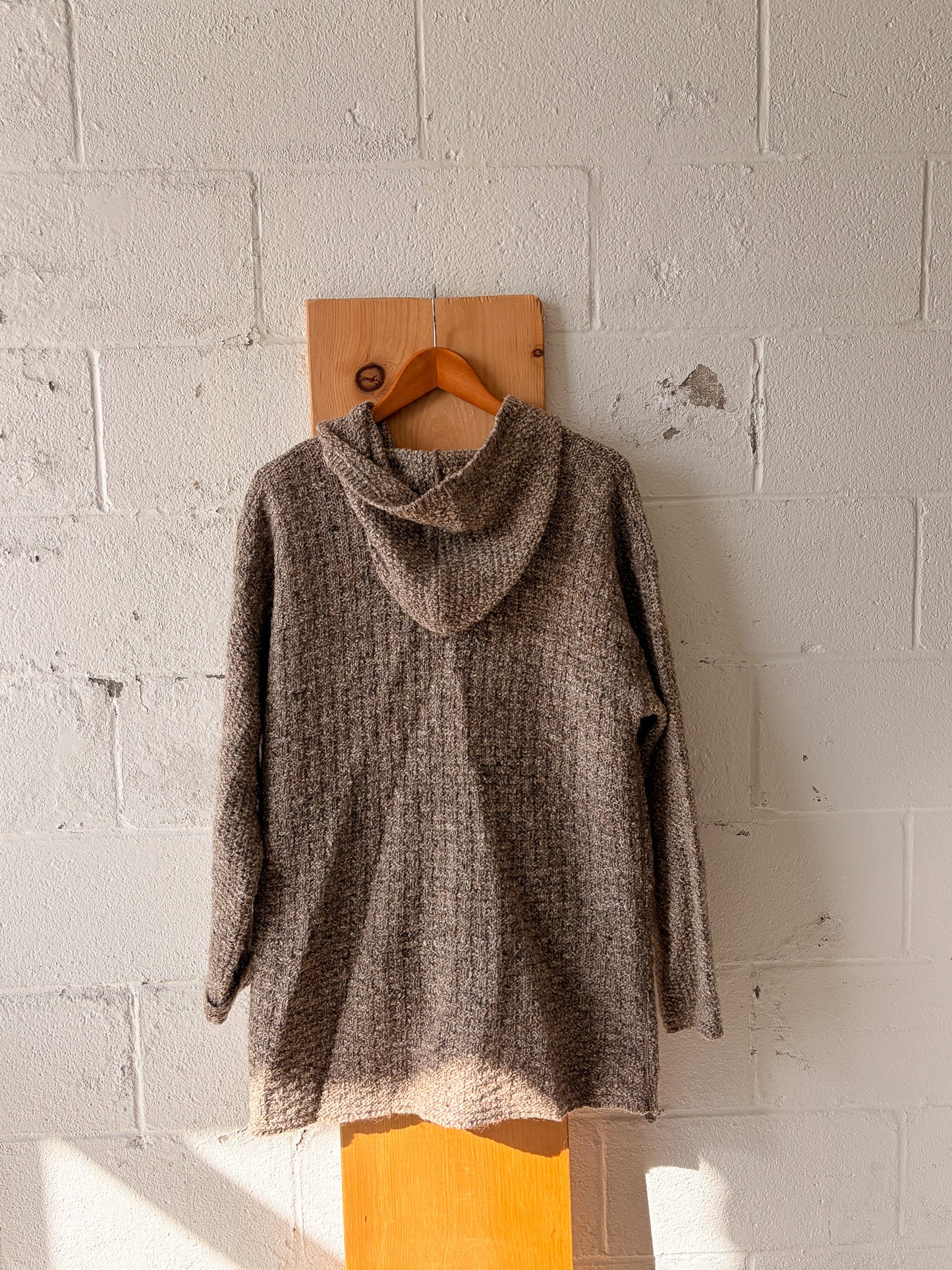 Hooded Wool Blend Zip Up Sweater : L