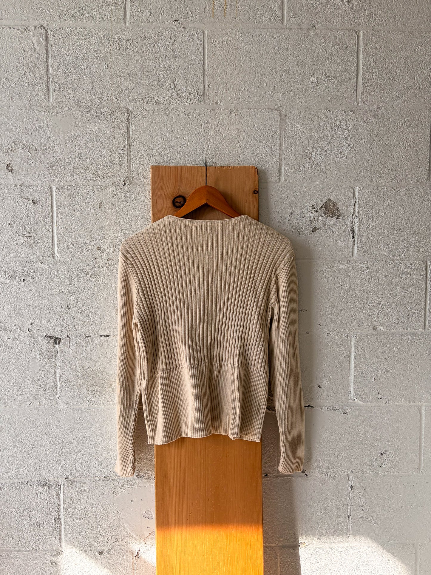 Ribbed Cream Cardigan : L