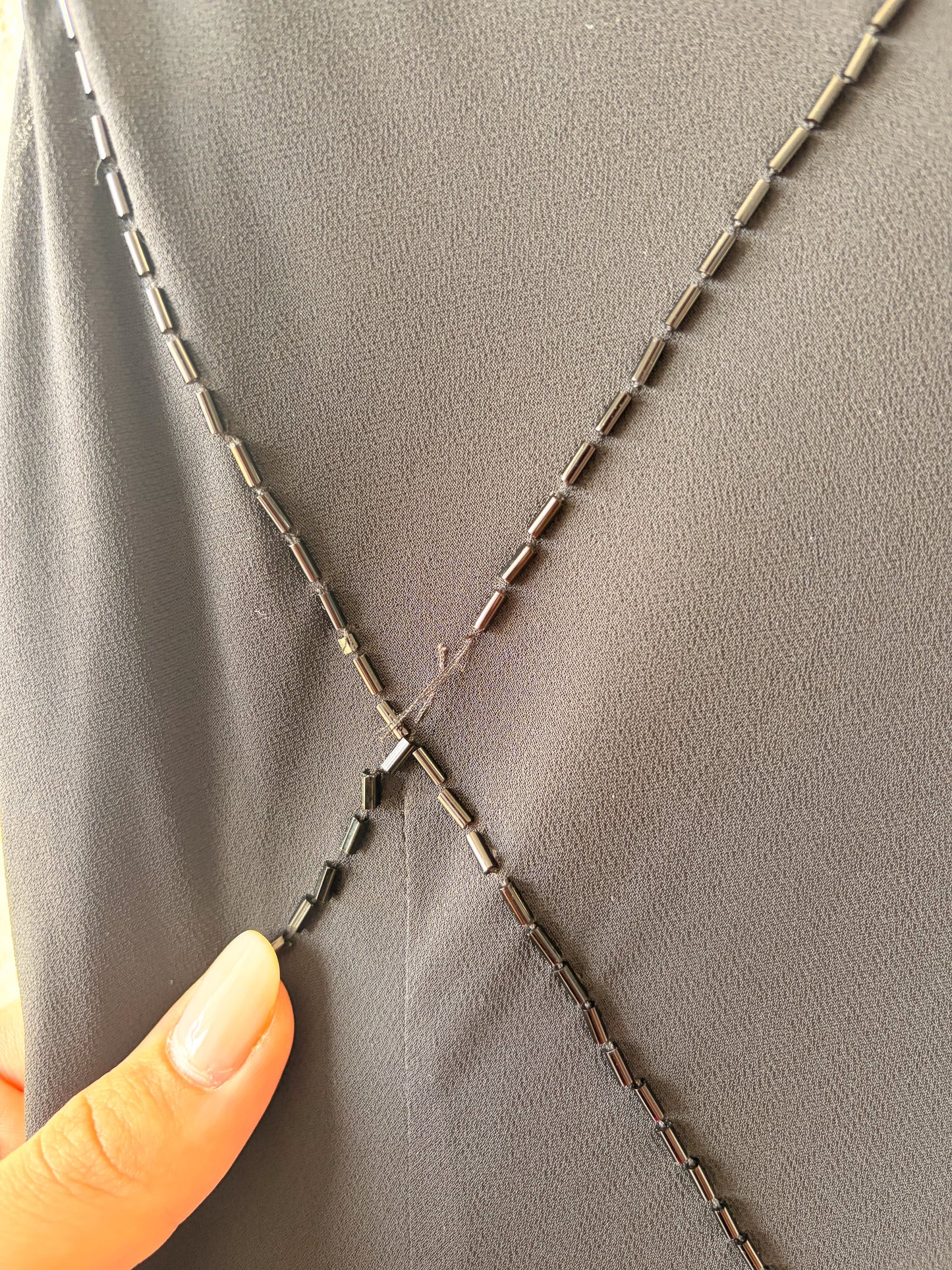 Vtg Beaded Black Dress : 12P