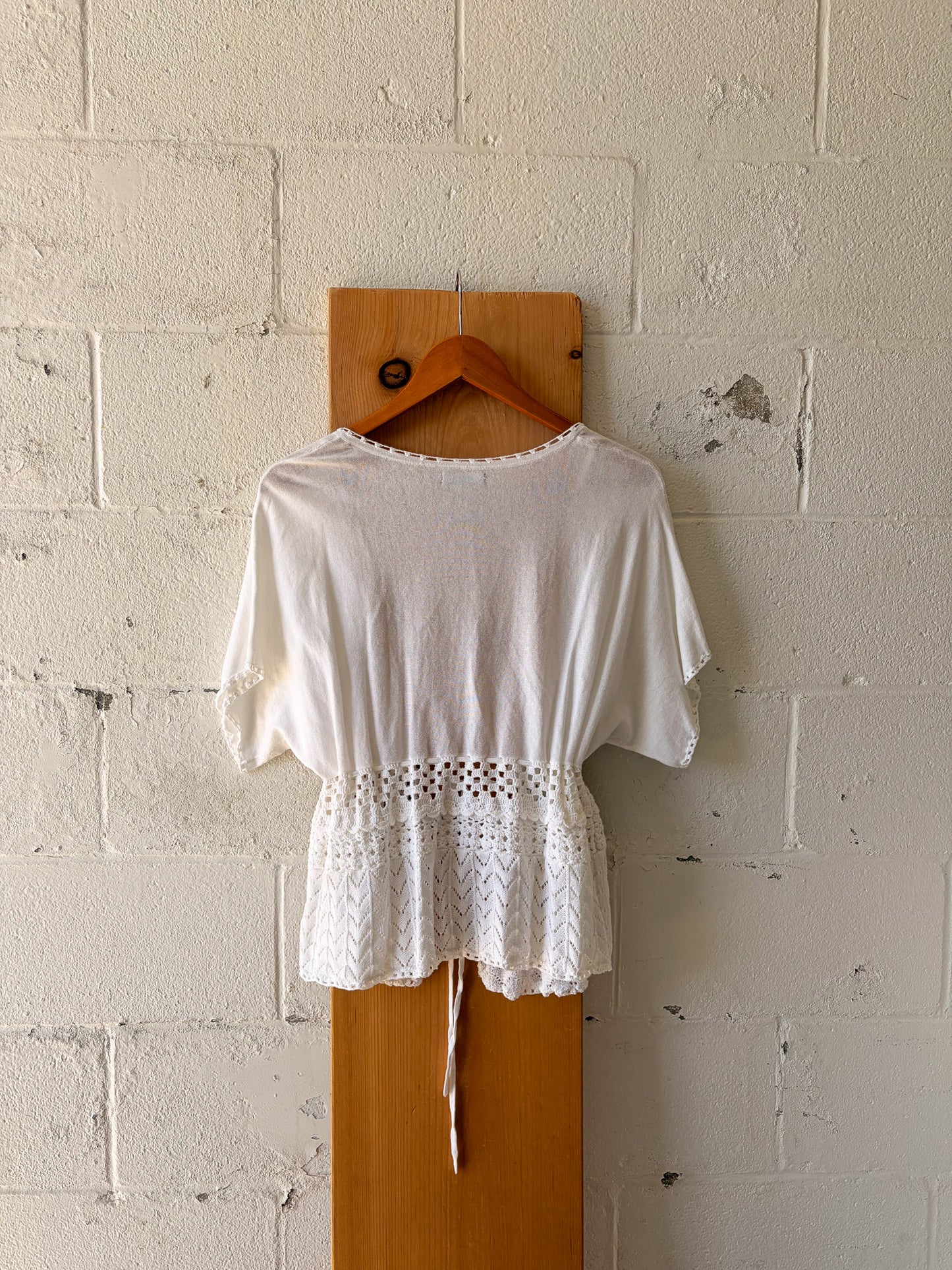 White Tie-Front Top : L