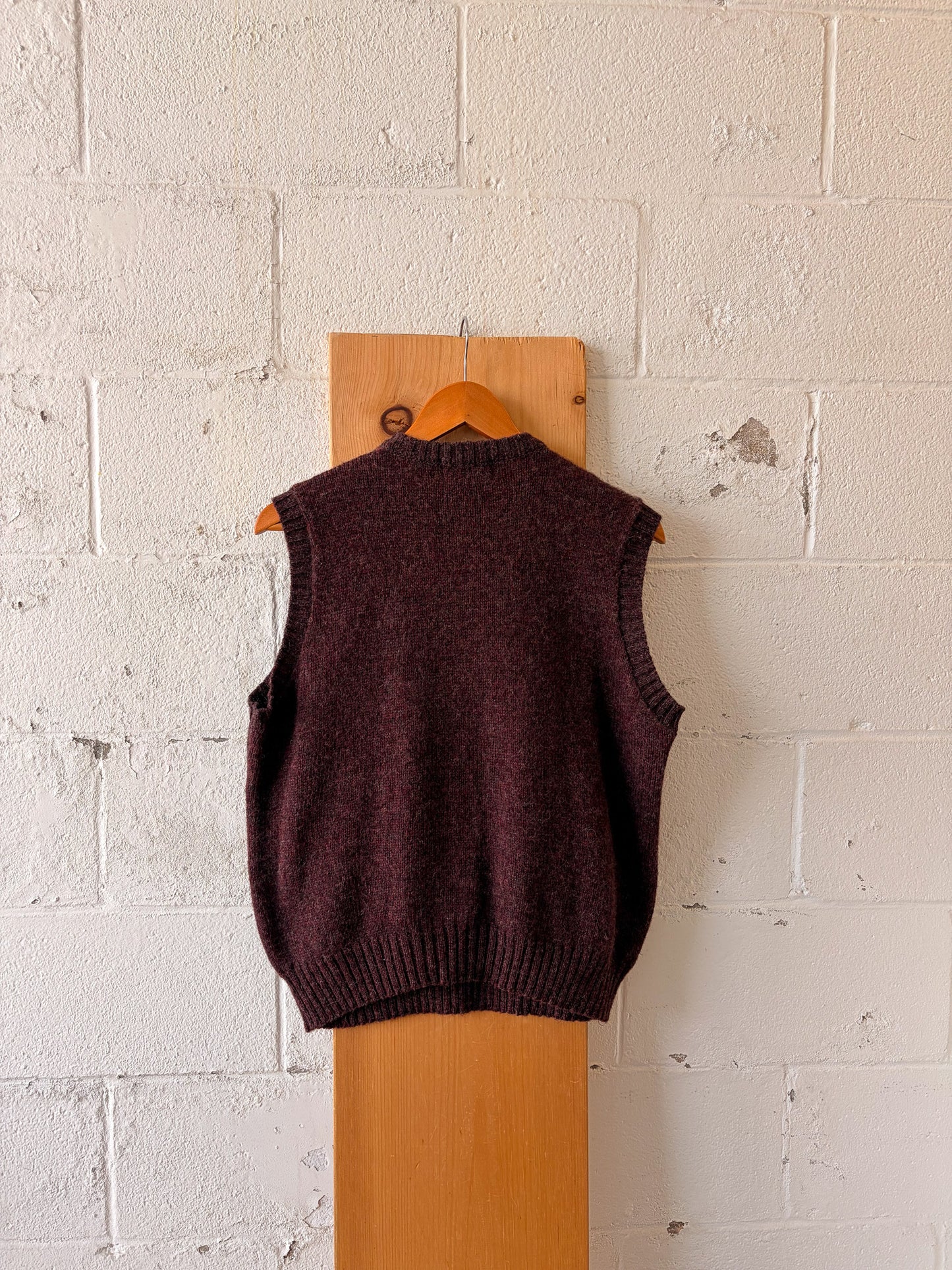 Vtg Maroon Wool Sweater Vest : L