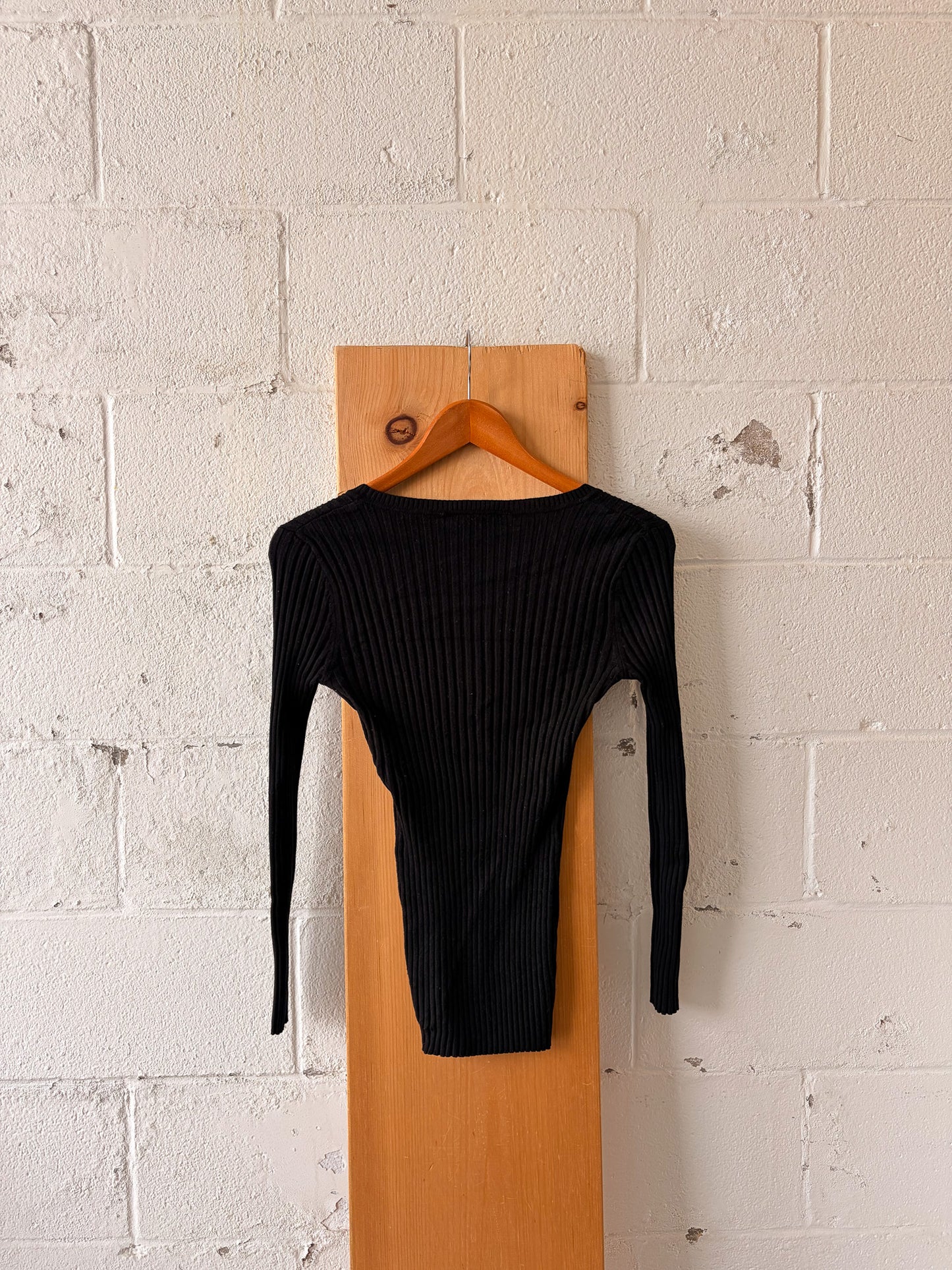 Vtg Ribbed Long Sleeve Top : M