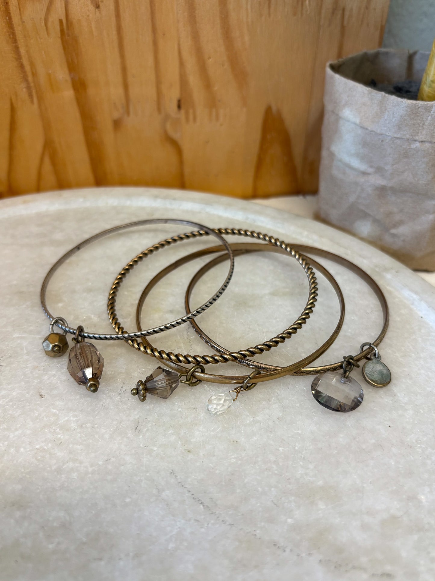 Set of Four Charmed Bangle Bracelets