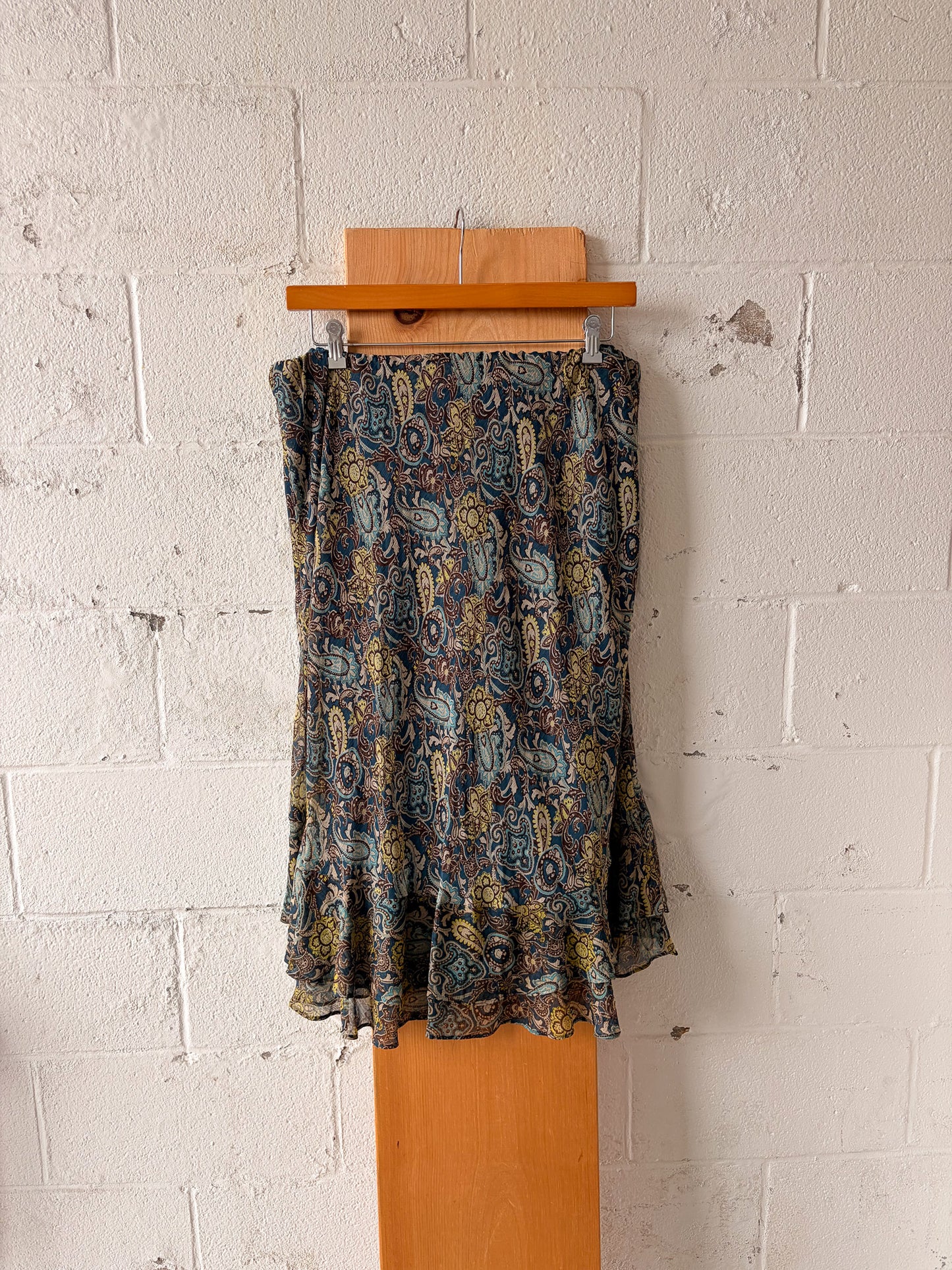 Brown & Blue Paisley Skirt : 18W